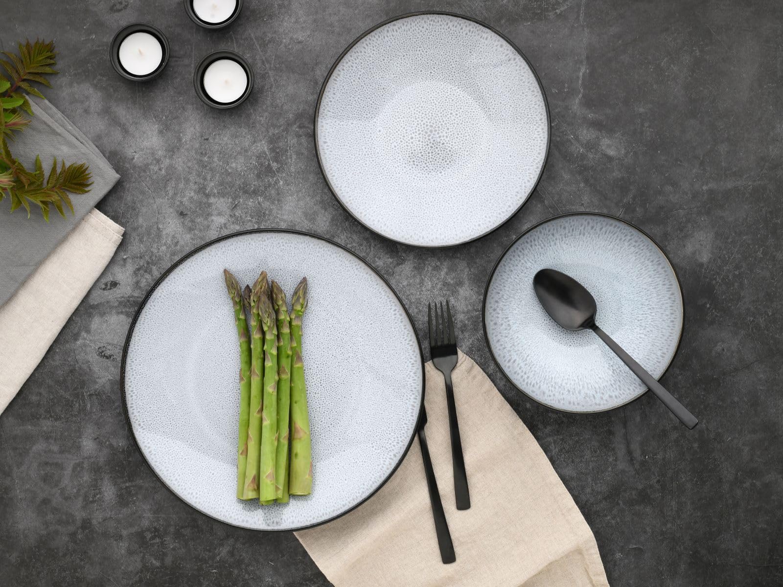 CreaTable 23963 Teller Set Serie Malmö 12-tlg Geschirrset 4 Personen