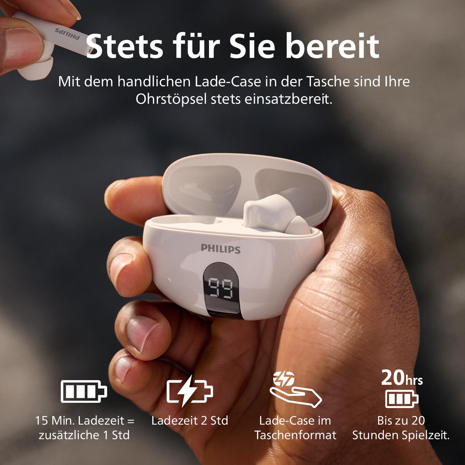 Philips TAT2520 True Wireless Bluetooth-In-Ohr-Hörer mit Geräuschunterdrückung