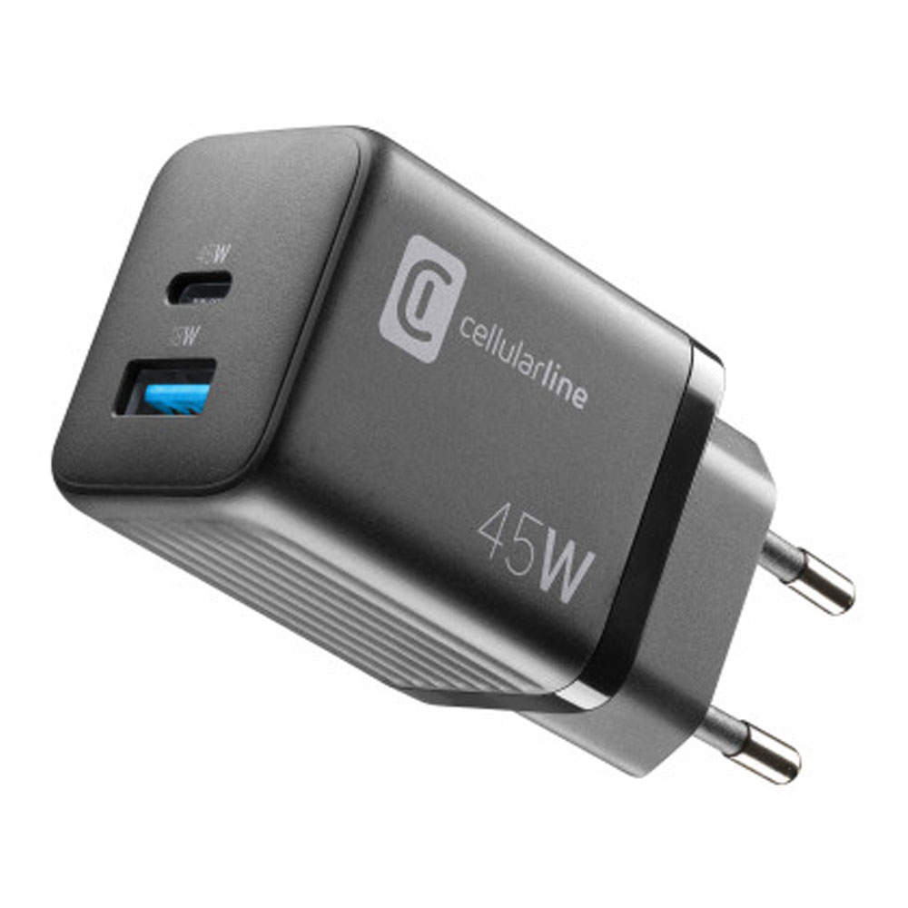 CellularLine USB Charger Multipower Micro 45W GaN 2 Ports PD Black (60001) Ladegerät (USB-A + USB-C)