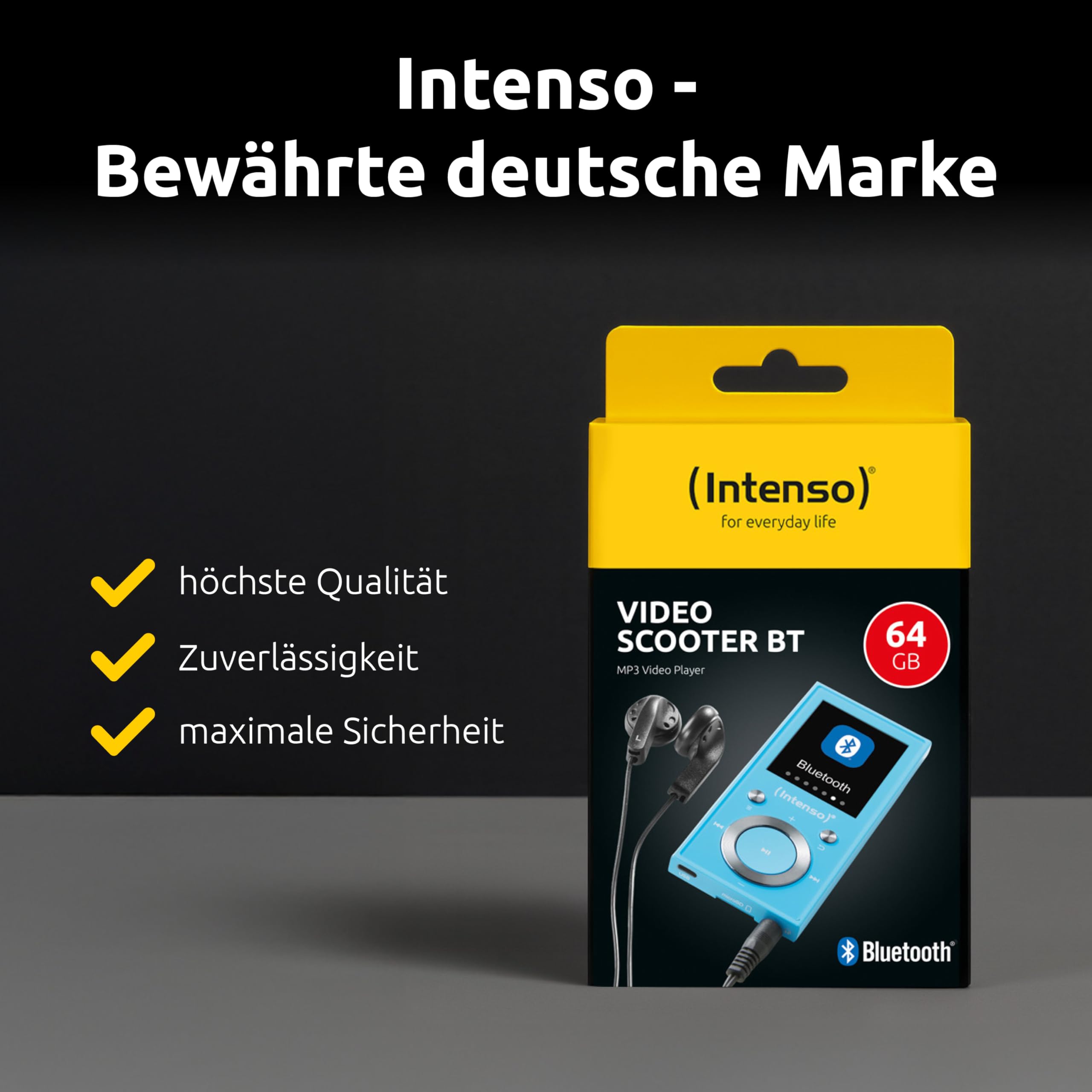 Intenso Video Scooter BT MP3 Player mit Bluetooth 5.0, 1,8 Zoll Farbdisplay