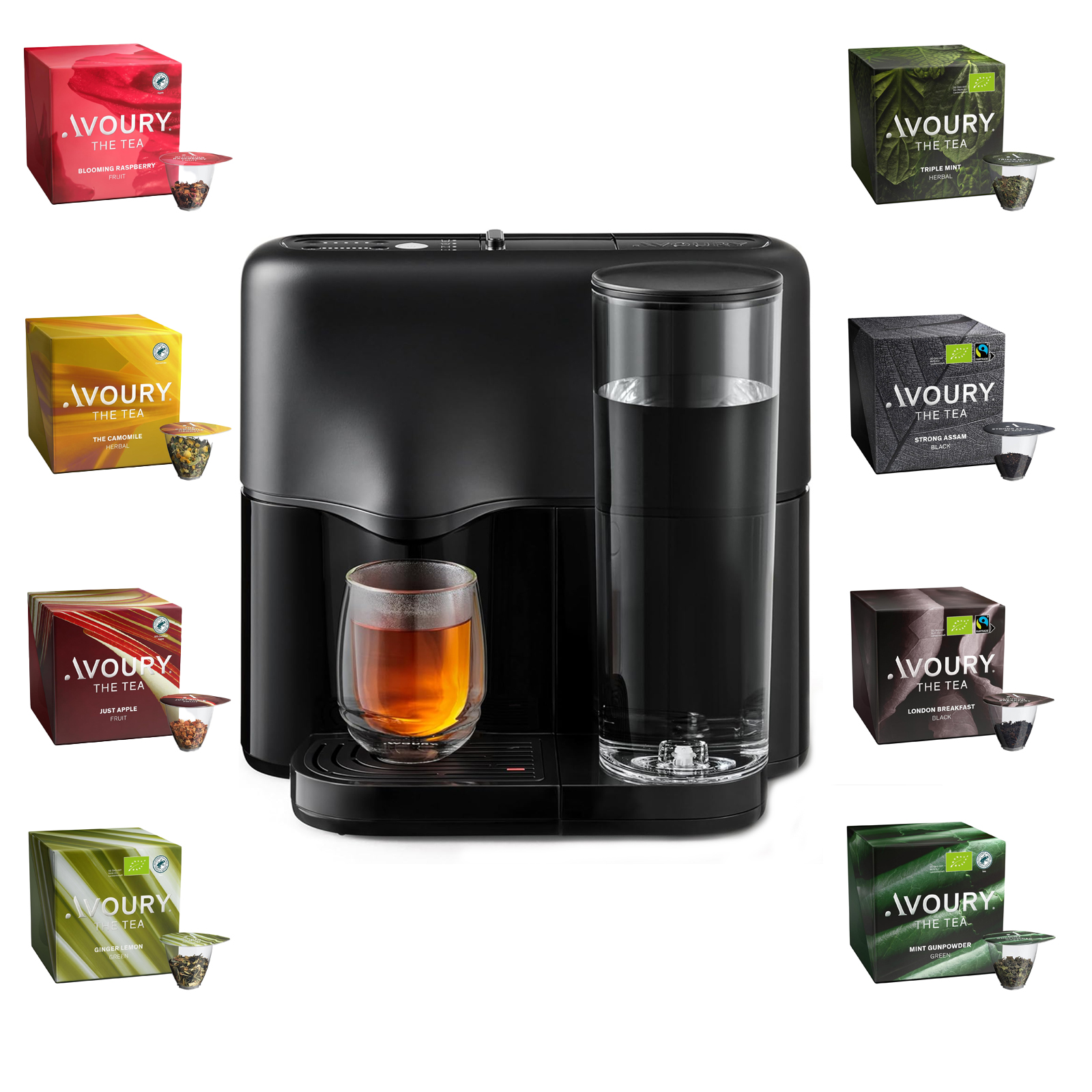 Avoury 6000833 One Grey/Black Teemaschine inklusive Tee-Starterset