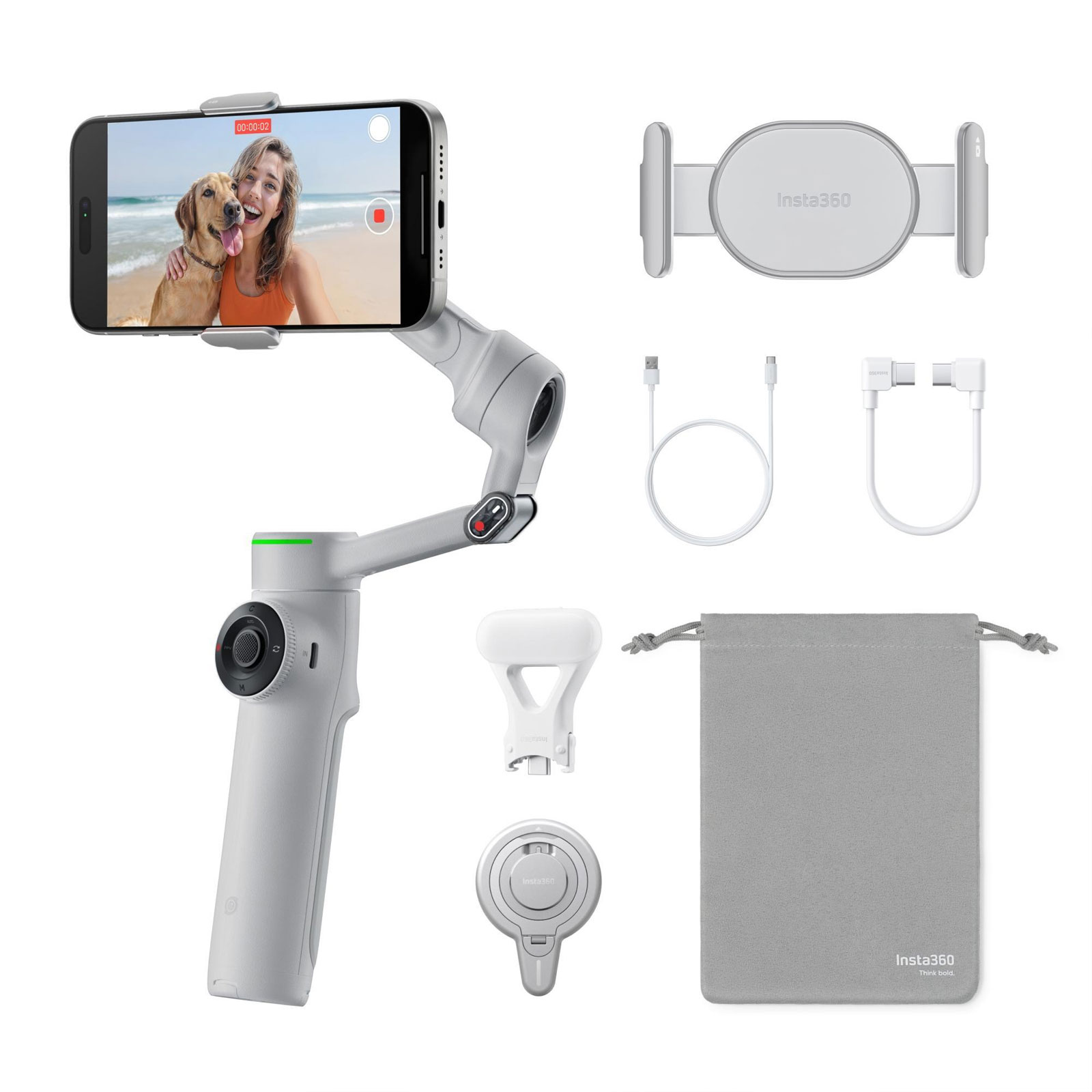 Insta360 Flow 2 Pro Creator Bundle Stone Gray Smartphone-Gimbal