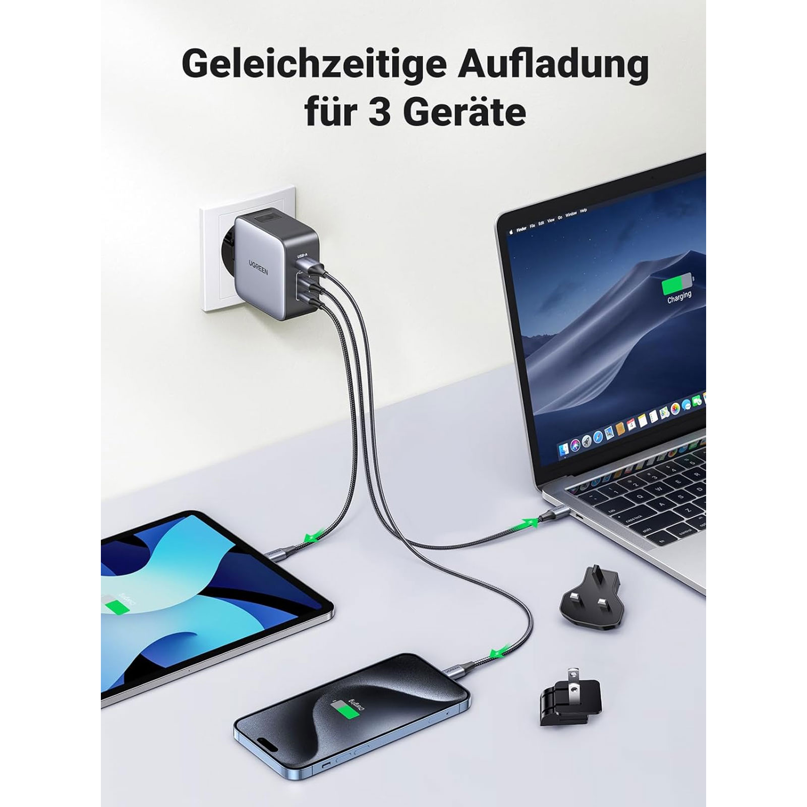 uGreen Ladegeräte UGR CHARGER 65W USB-A+2USB-C