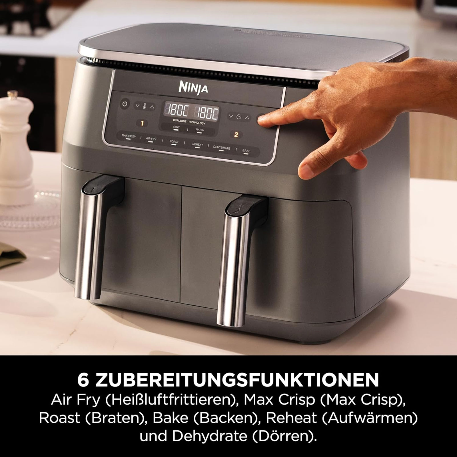 Ninja DZ300EU Doppel-Heißluftfritteuse