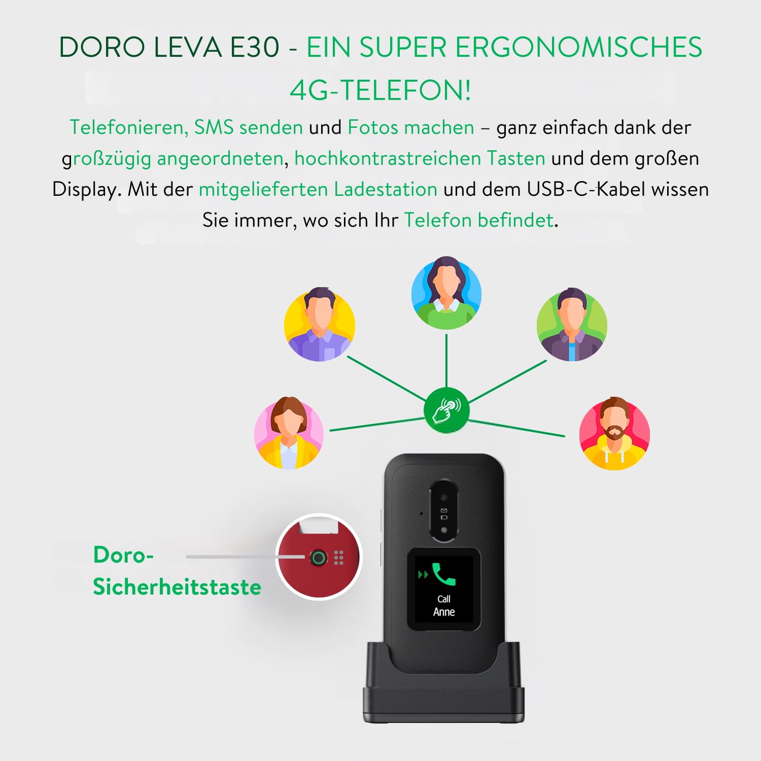 Doro Leva E30 - 4G Klapptelefon für ältere Menschen