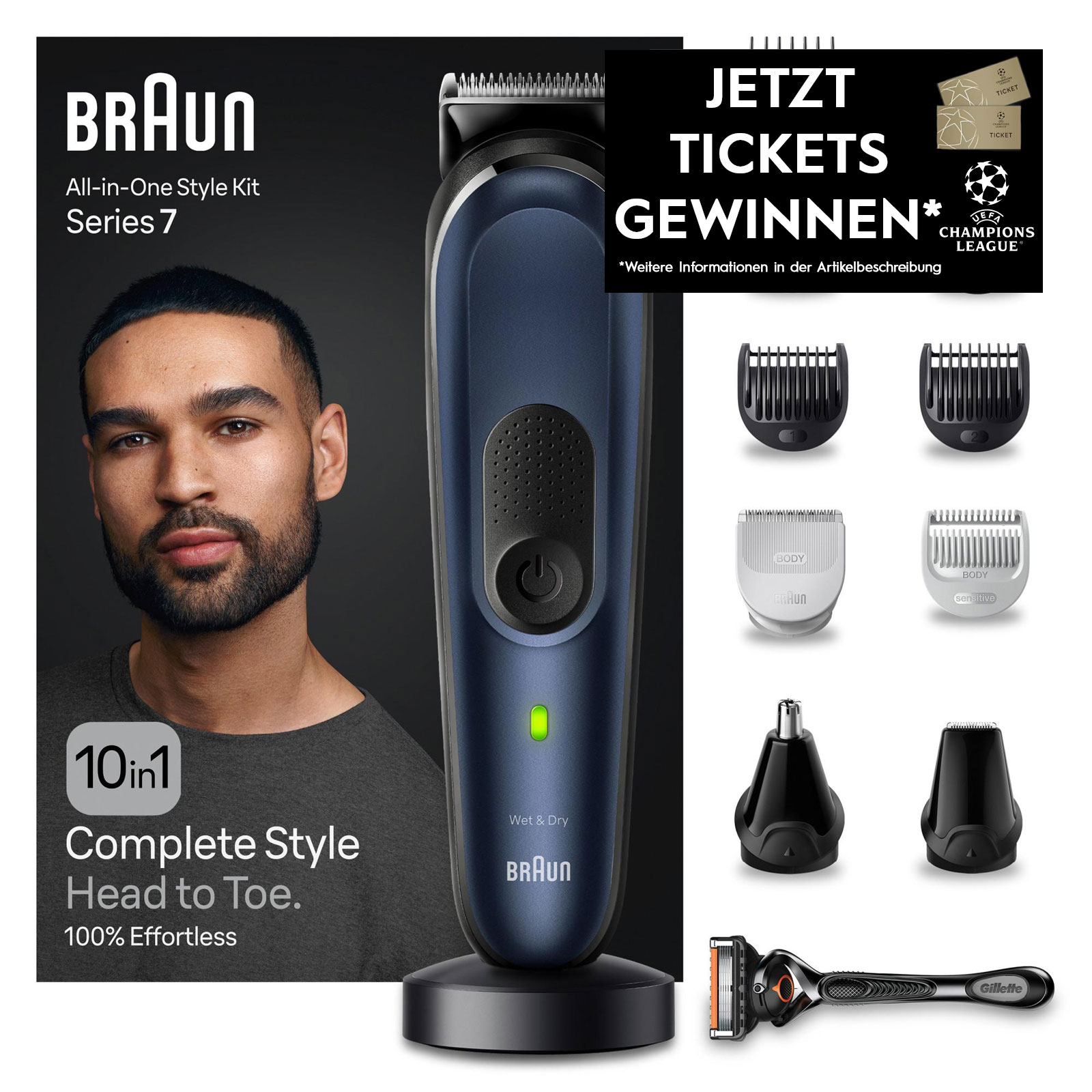 Braun Series 7 All-In-One Bartpflege Bodygroomer Set, 10-in-1 Barttrimmer, Trimmer/Haarschneider Herren