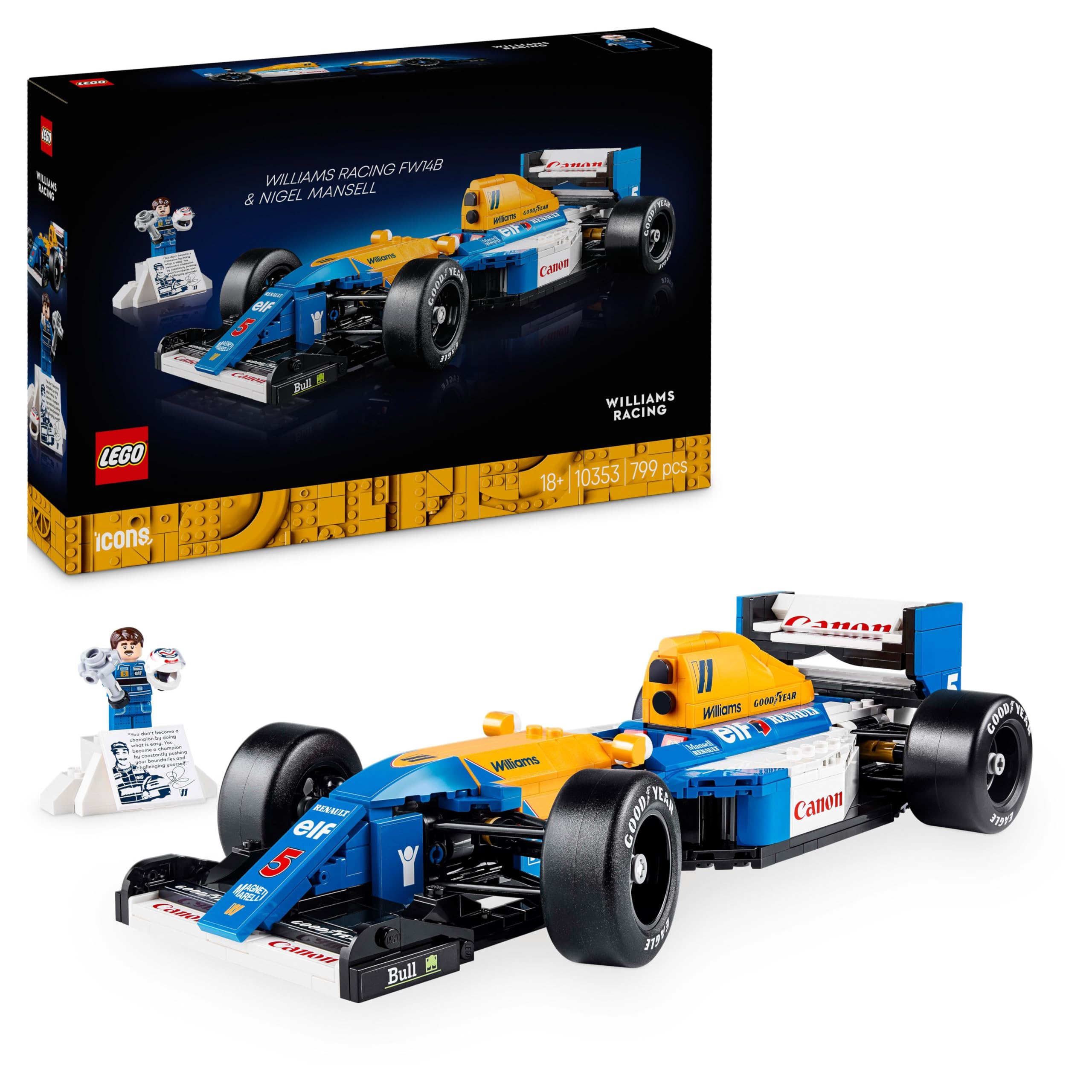 LEGO Icons Williams Racing FW14B mit Nigel Mansell - F1 Modellauto Set