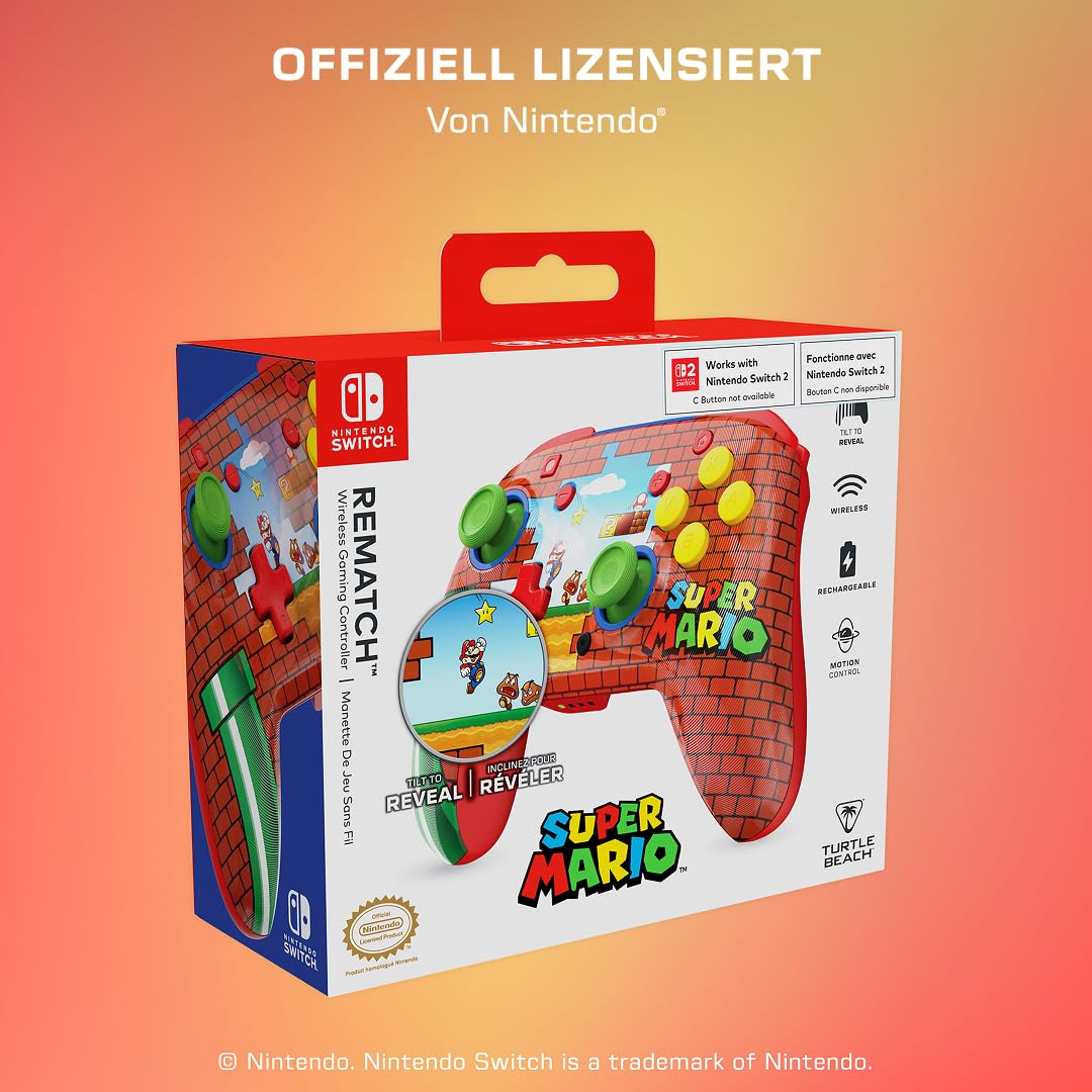 Turtle Beach Kabelloser Rematch Controller für Nintendo Switch 2, Super Mario