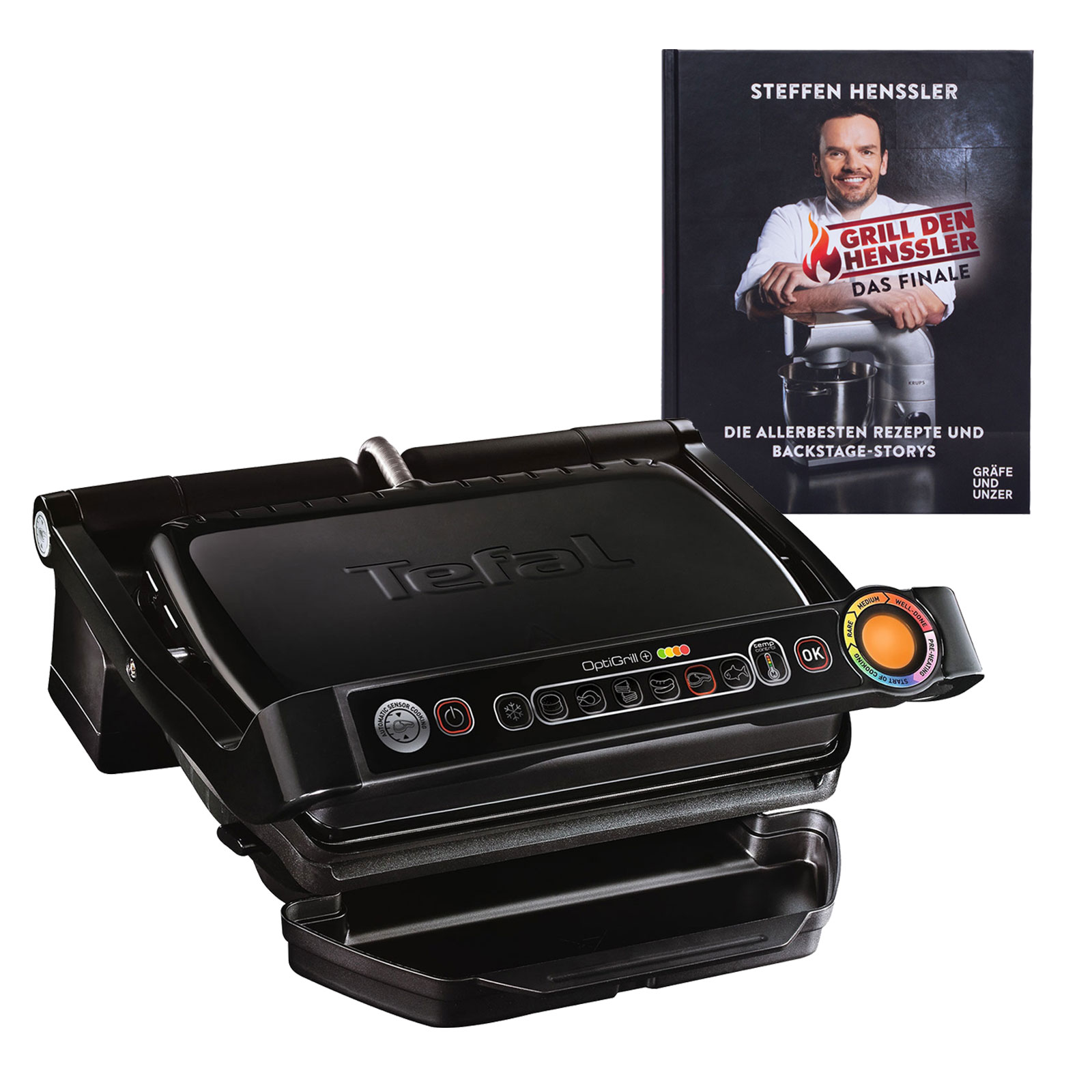 Tefal GC 7128 Optigrill+ Kontaktgrill + Grill den Henssler Kochbuch