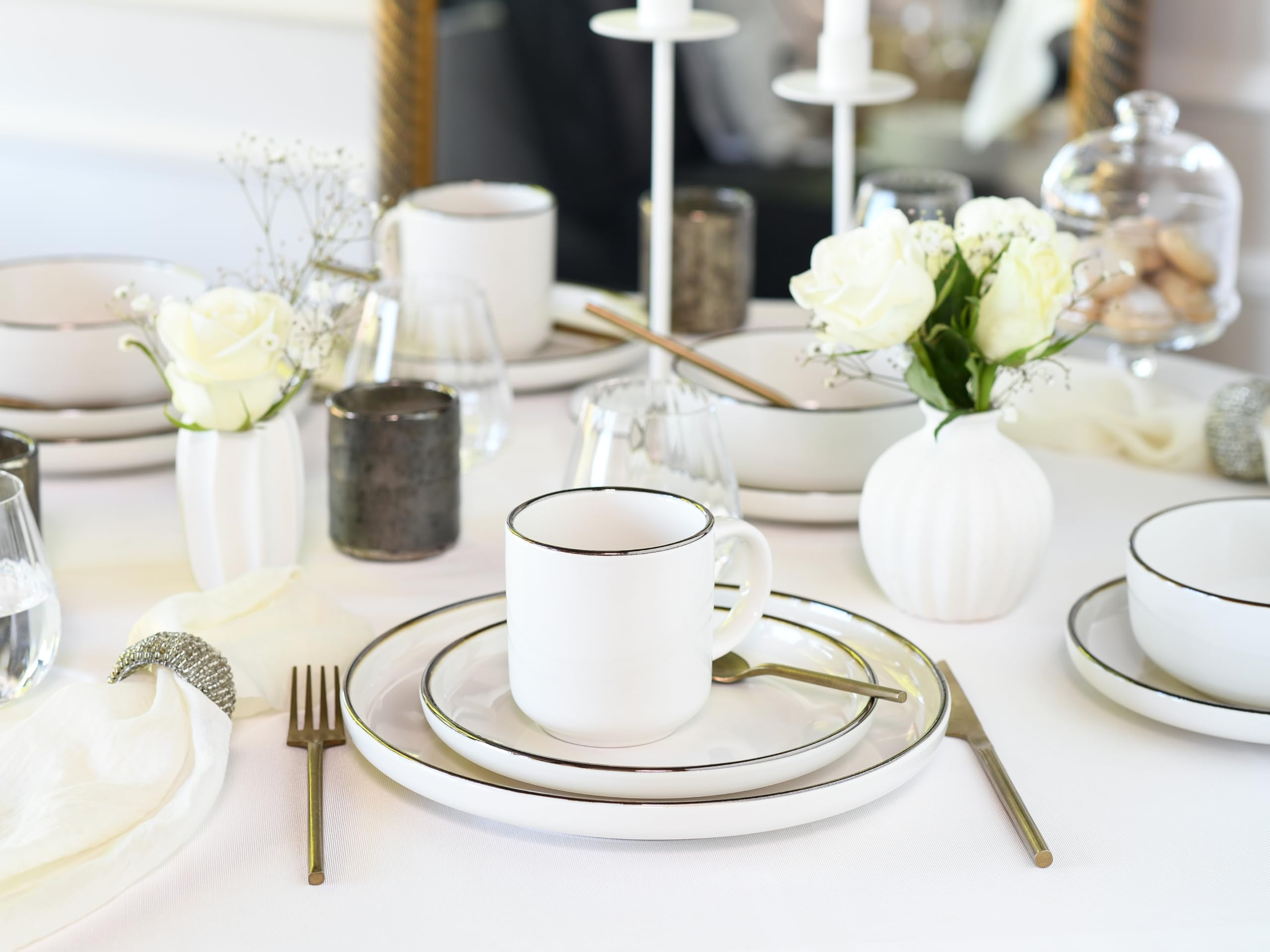 CreaTable 24794 Kombiservice Serie Nordic Festive Creme 30-tlg. 6 Personen