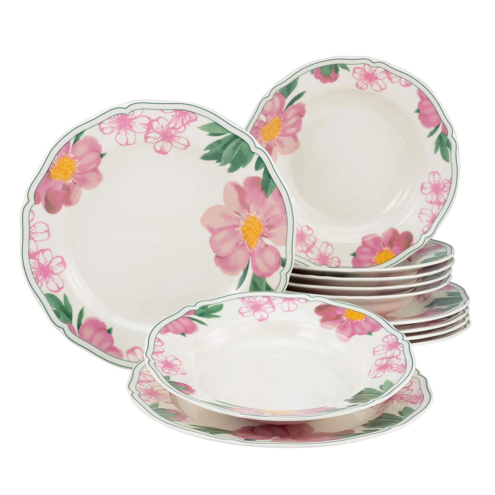CreaTable, 22755, Serie Alba Rose, Geschirrset, Tafelservice 12 teilig