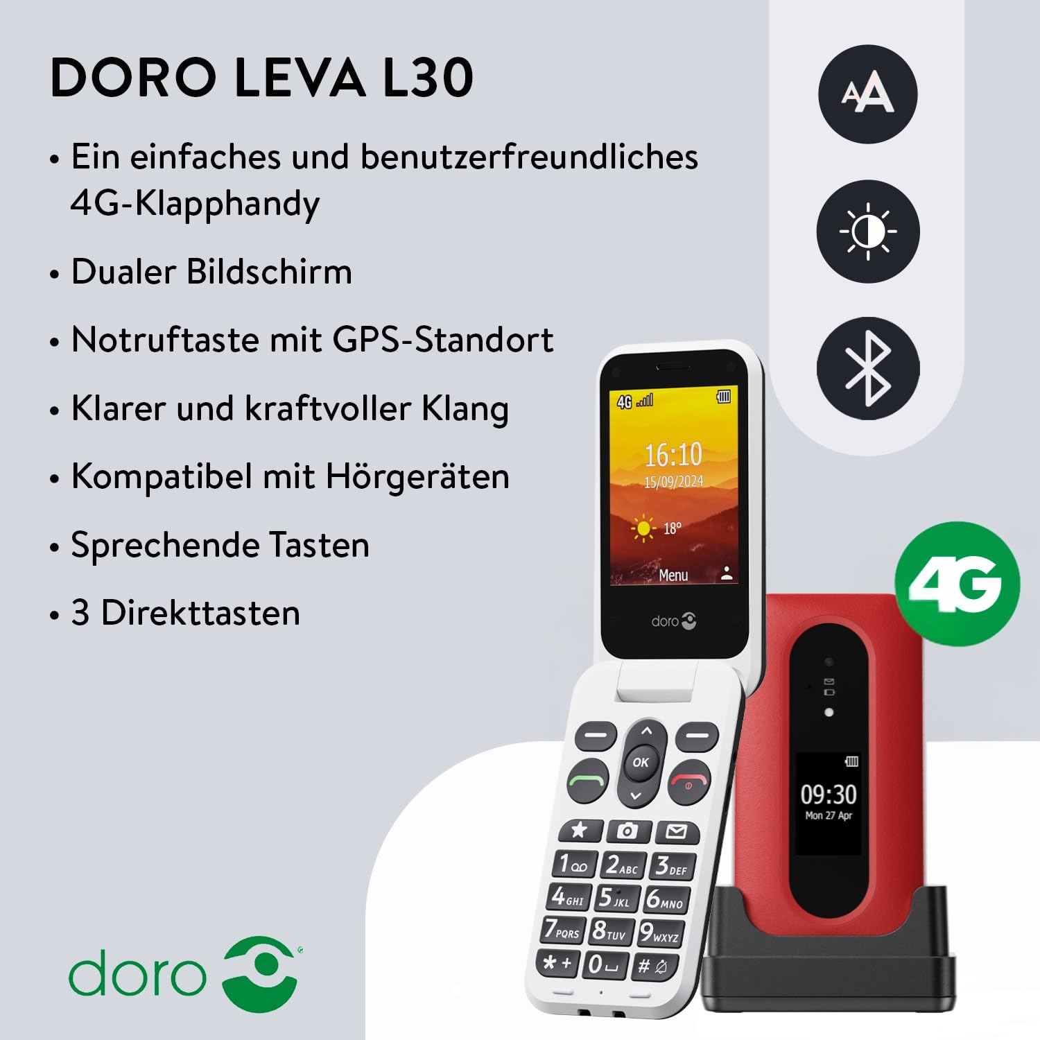 Doro Leva L30 Handy (Seniorenhandy, Klapp)
