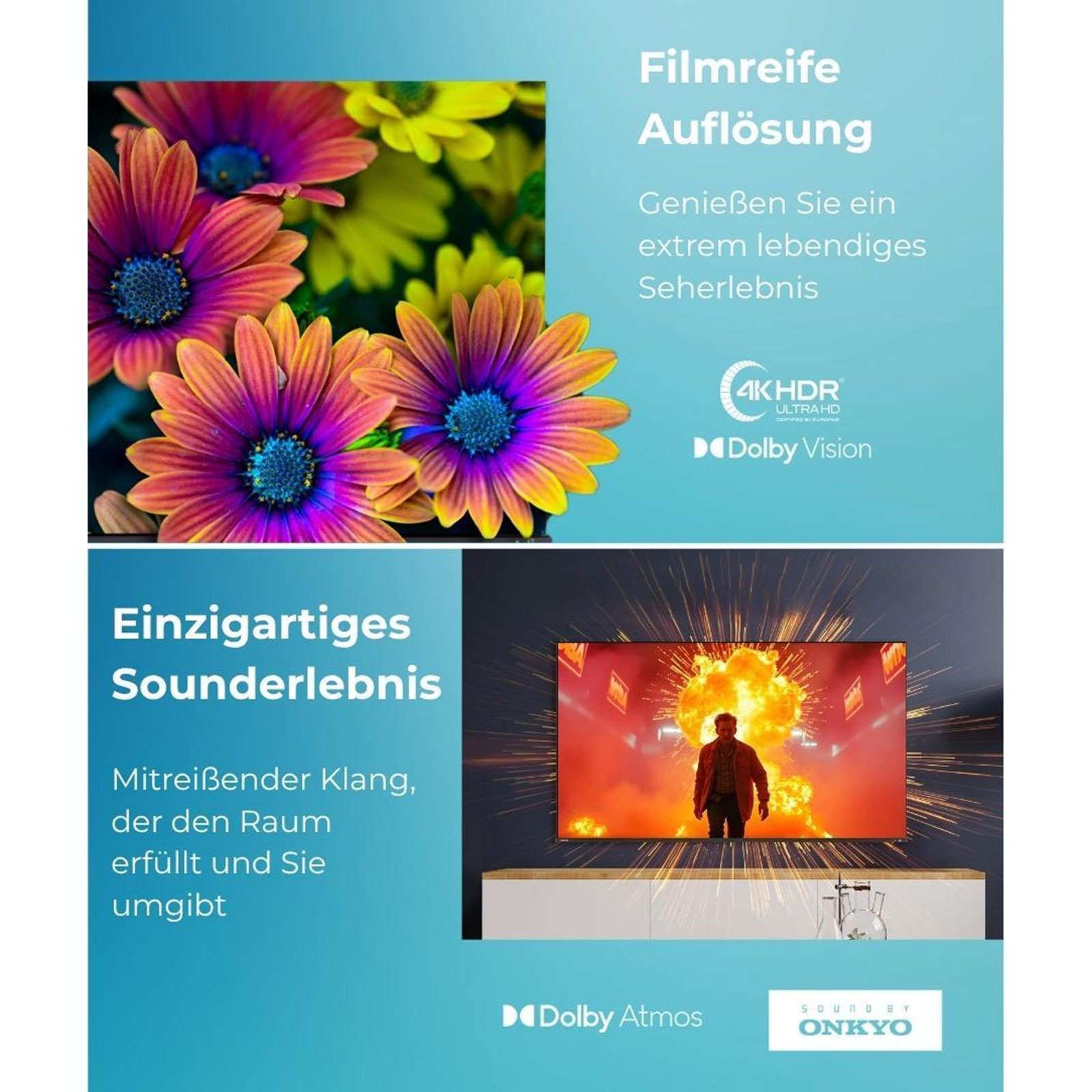 TOSHIBA 50UV6F68DA LED TV (50 Zoll (126 cm), 4K UHD, HDR, Smart TV, Sprachsteuerung (Alexa), Dolby Atmos, VIDAA)