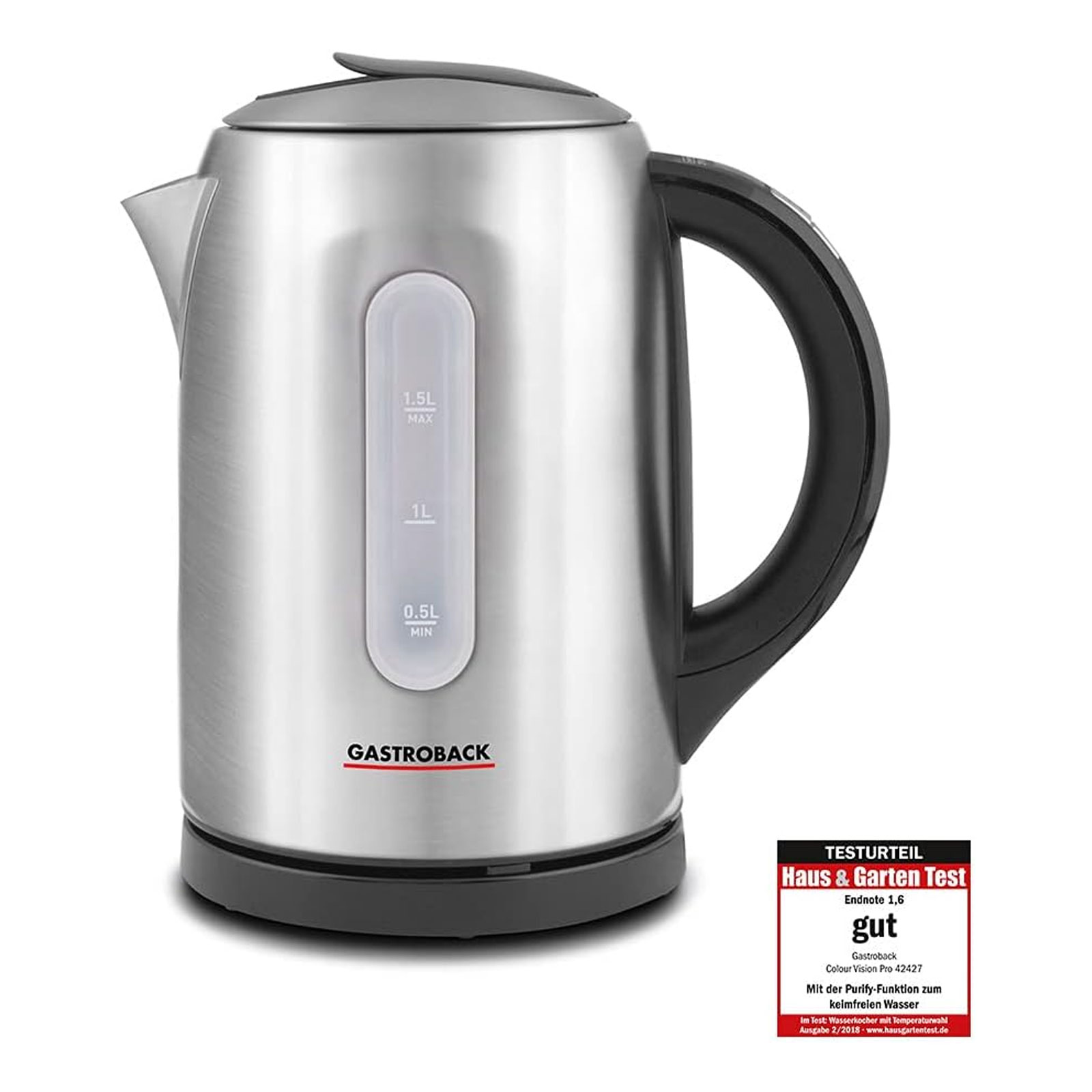 GASTROBACK 42427 Colour Vision Pro Advanced Wasserkocher 1,5L mit Temperaturwahl