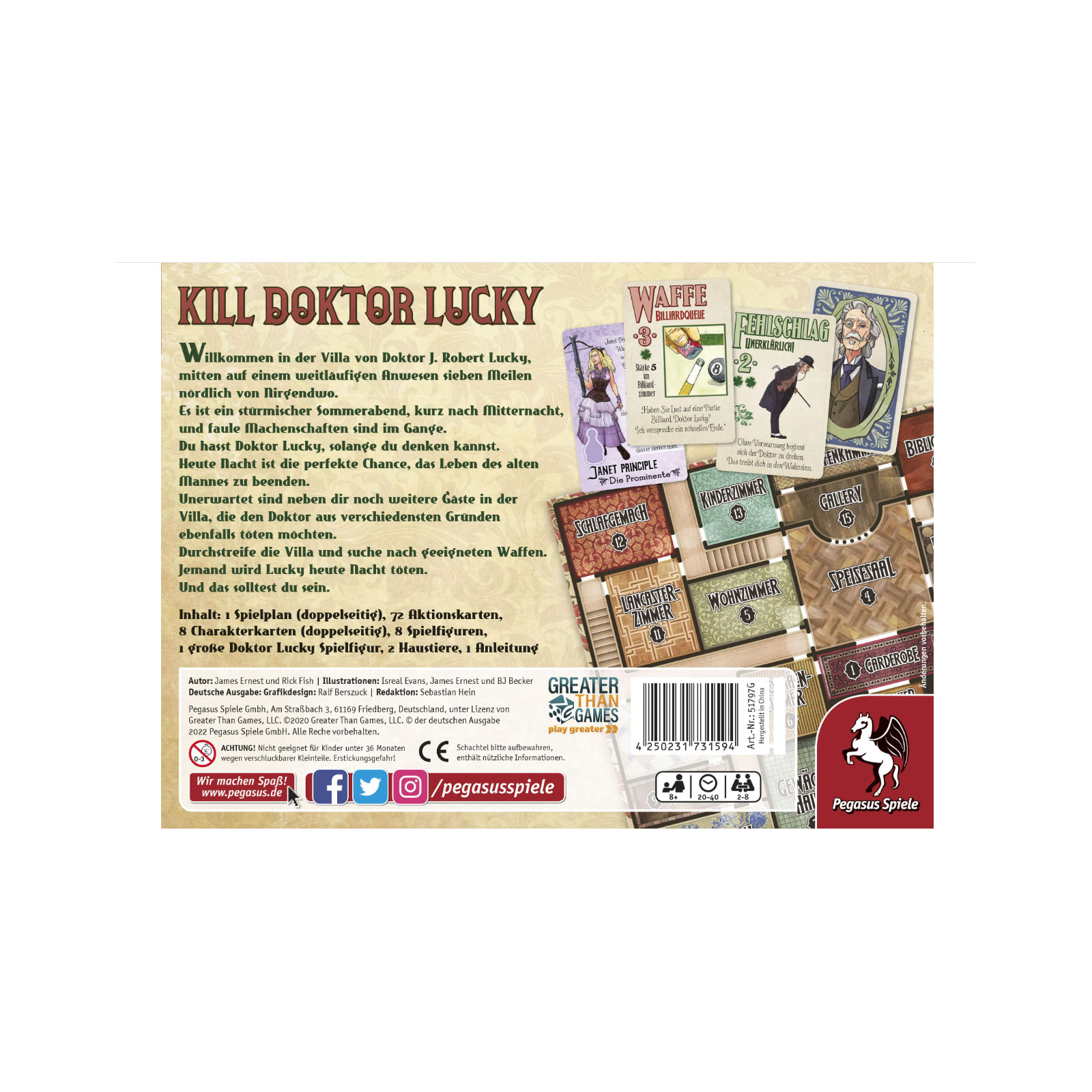 Pegasus Spiele Kill Doktor Lucky 51797G Brettspiel