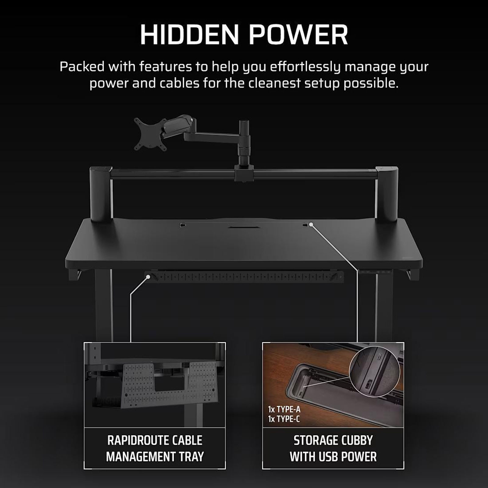 Corsair Platform:4 Elevate-Schreibtisch, Schwarz