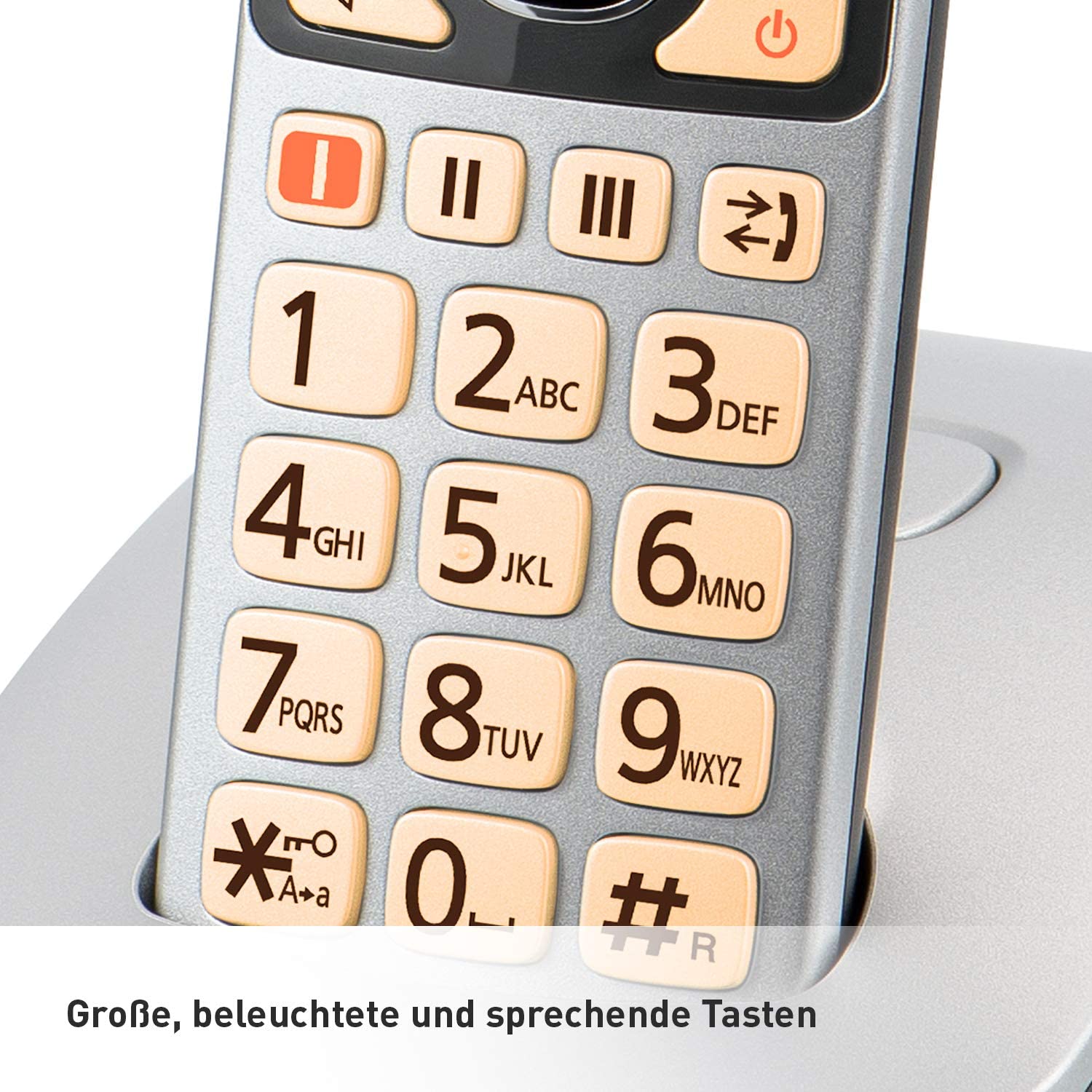 Panasonic KX-TGE 510GS silber Schnurloses Telefon - Seniorentelefon mit Notruf - hörgerätekompatibel