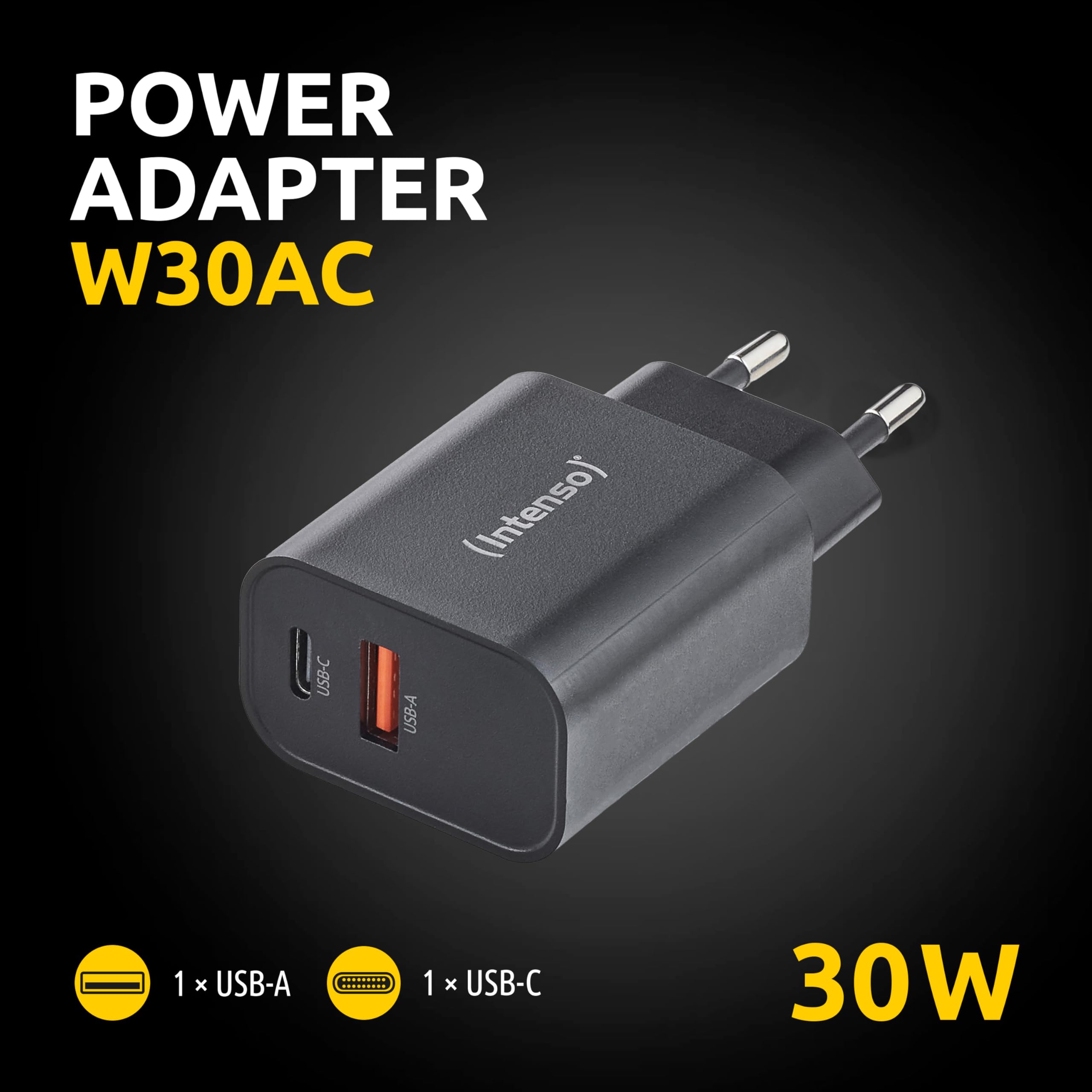 Intenso Power Adapter W30AC, 30W, USB-A und USB-C Anschluss