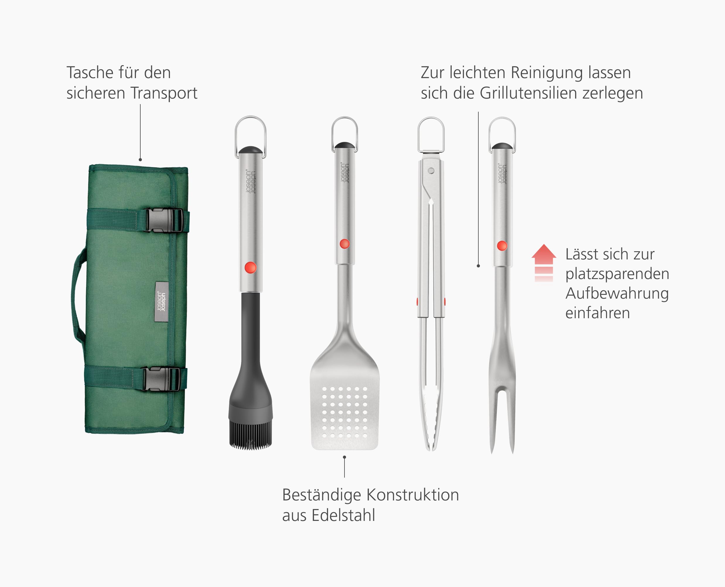 Joseph Joseph GrillOut 4-teiliges Edelstahl BBQ-Utensilien-Set