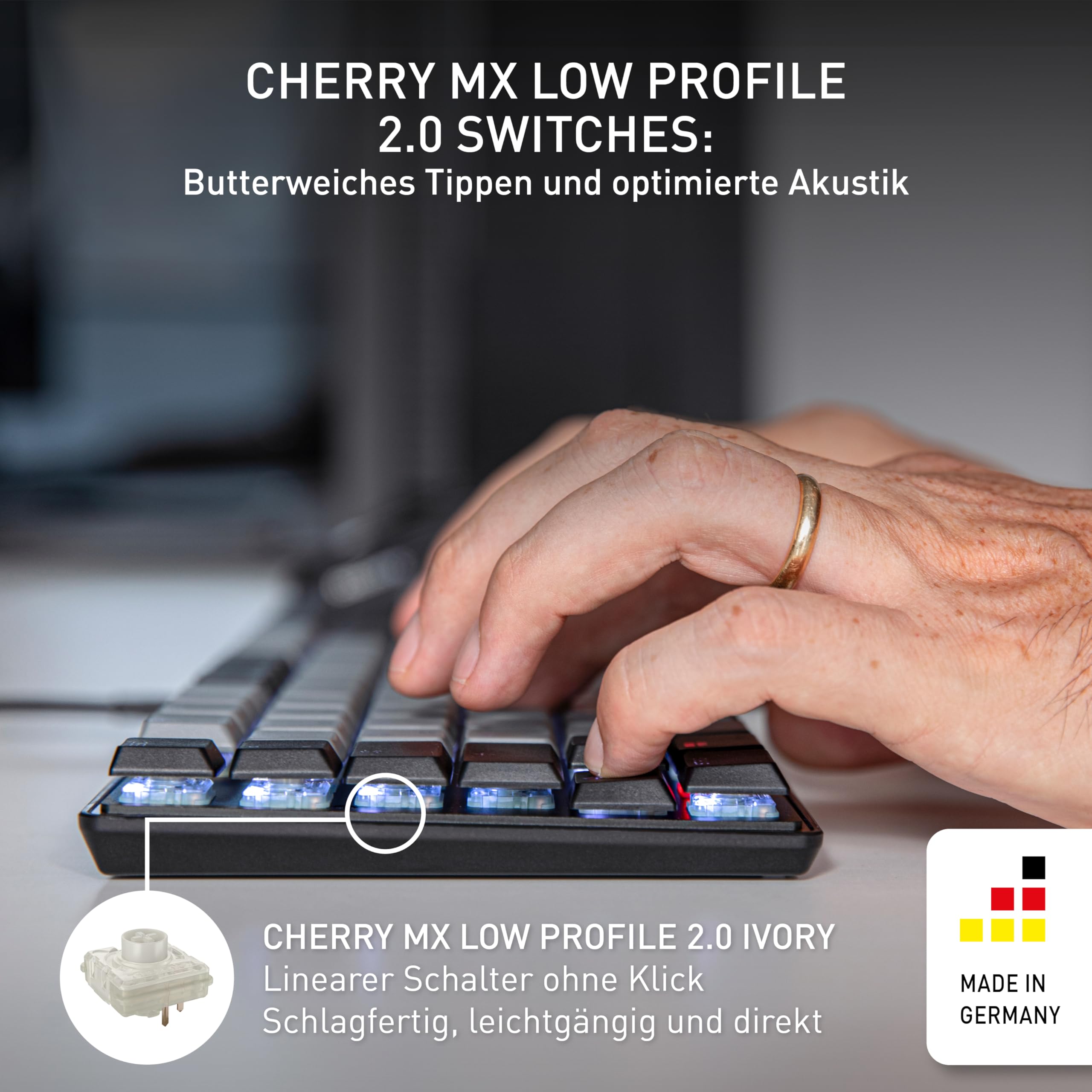 CHERRY KC 500 MX LP, Mechanische Low-Profile-Tastatur, Deutsches Layout (QWERTZ)