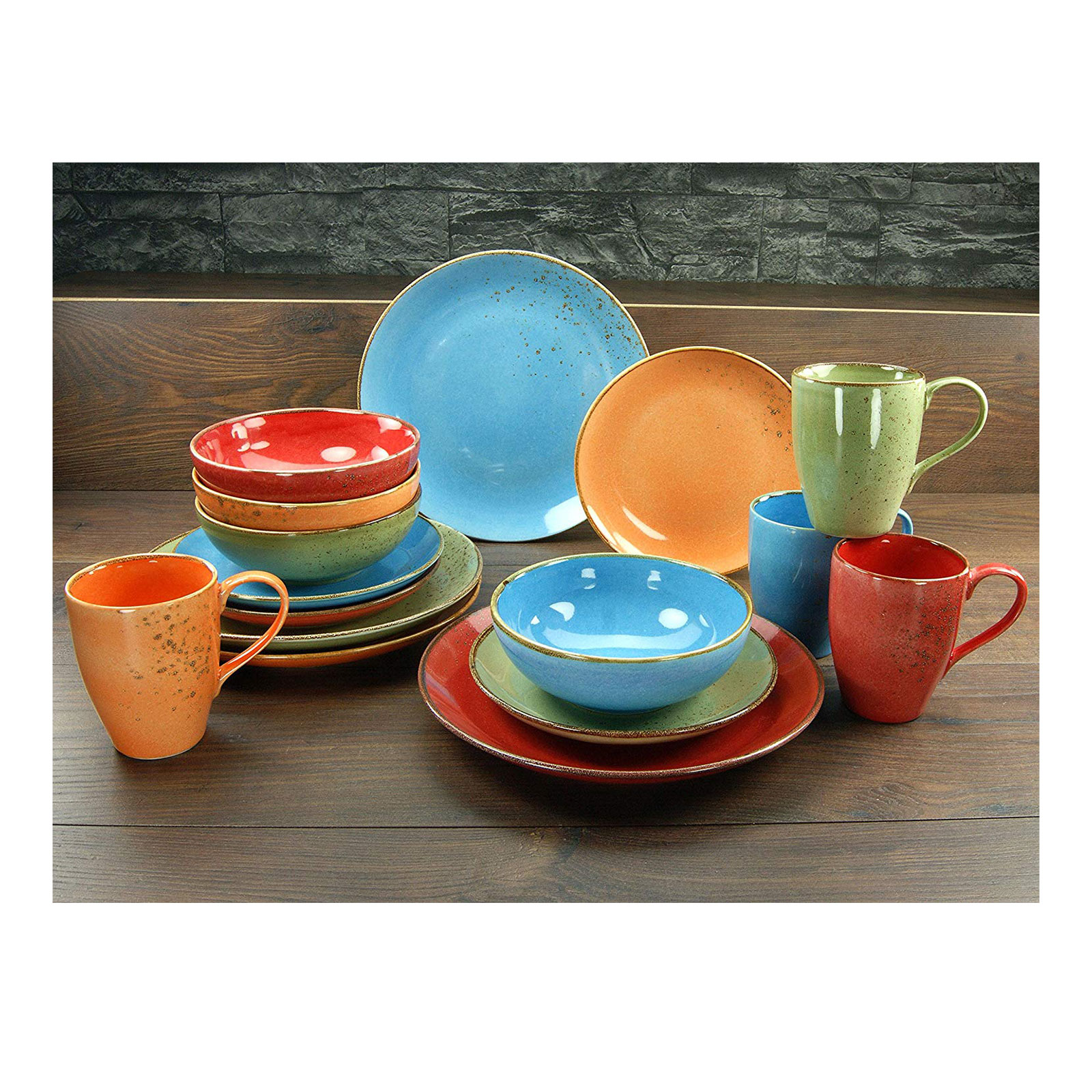 CreaTable, 19990, Serie NATURE COLLECTION Mediterran, Geschirrset Single Set 4 teilig Orange