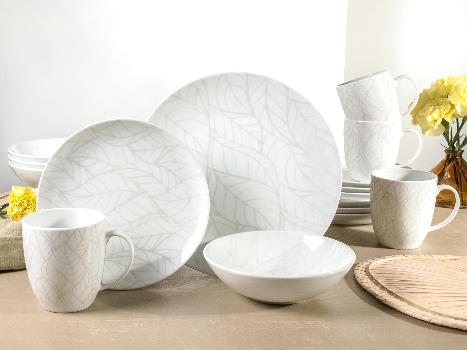 CreaTable, 25868, Serie Blätter - Serie Home , Geschirrset, Kombiservice 16 teilig