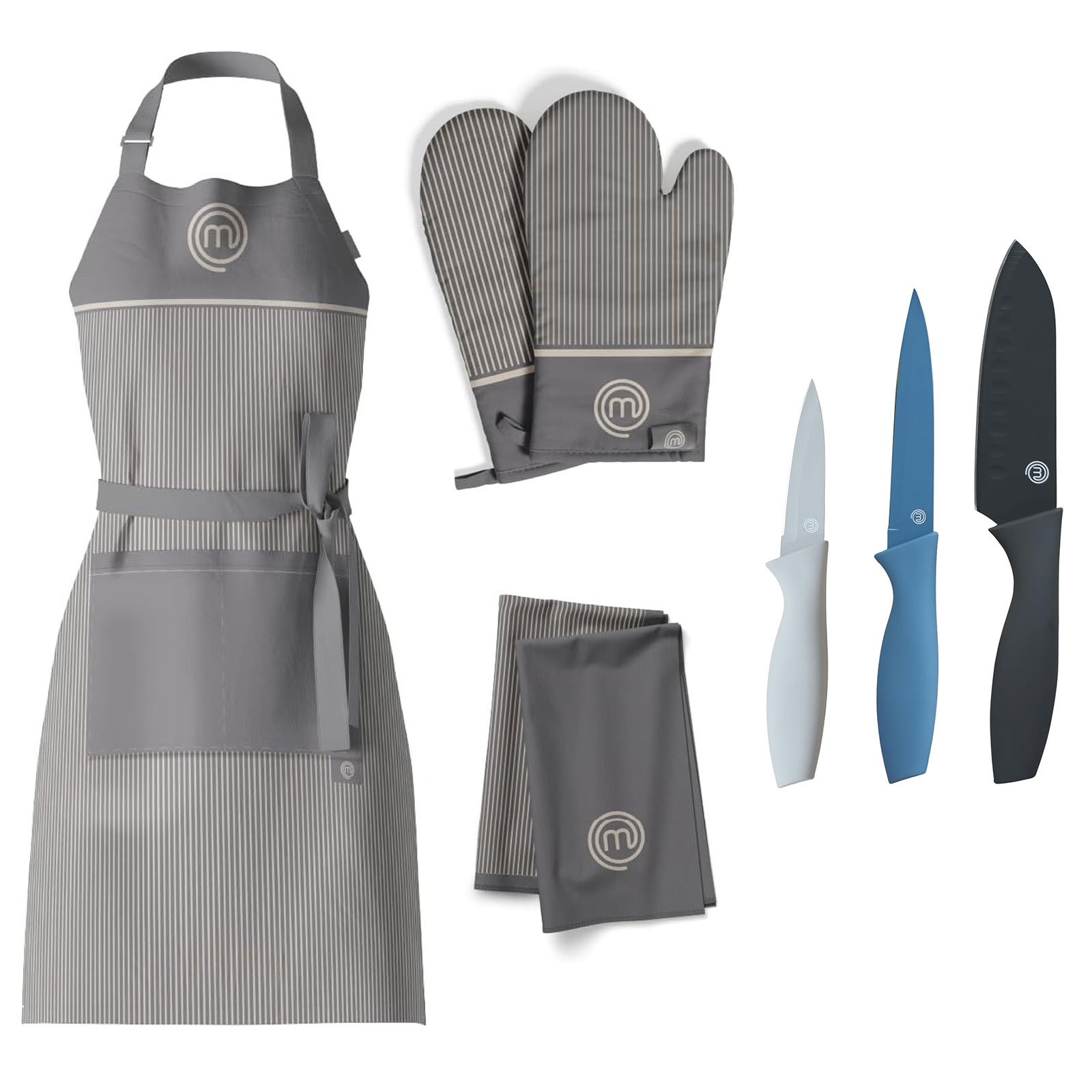 MasterChef Kitchen Textiles Gift Set Earth + 3 pcs Knives Set Nordi EU