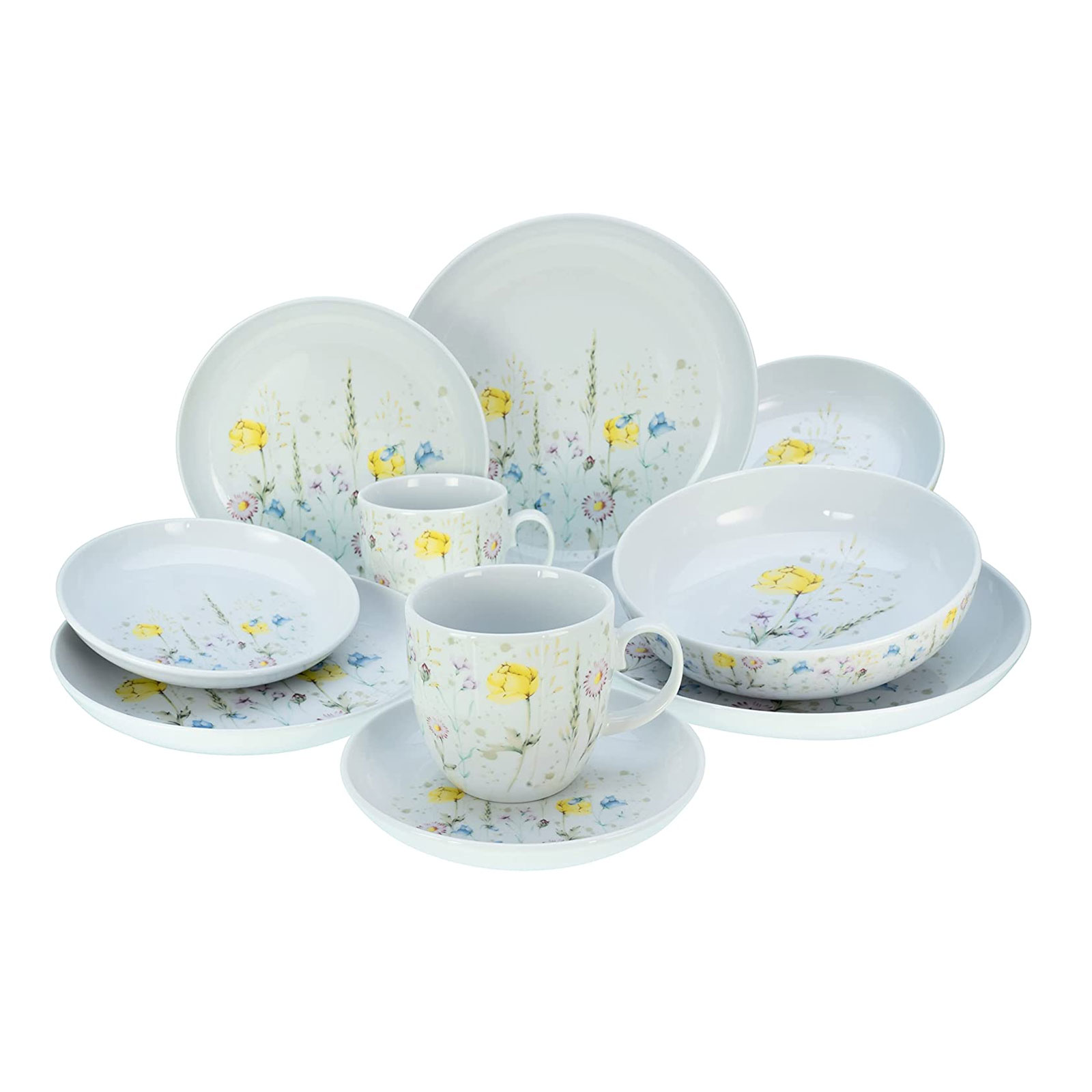 CreaTable, 23617, Serie Allround - WIESENBLUMEN, Geschirrset, Kombiservice 10 teilig