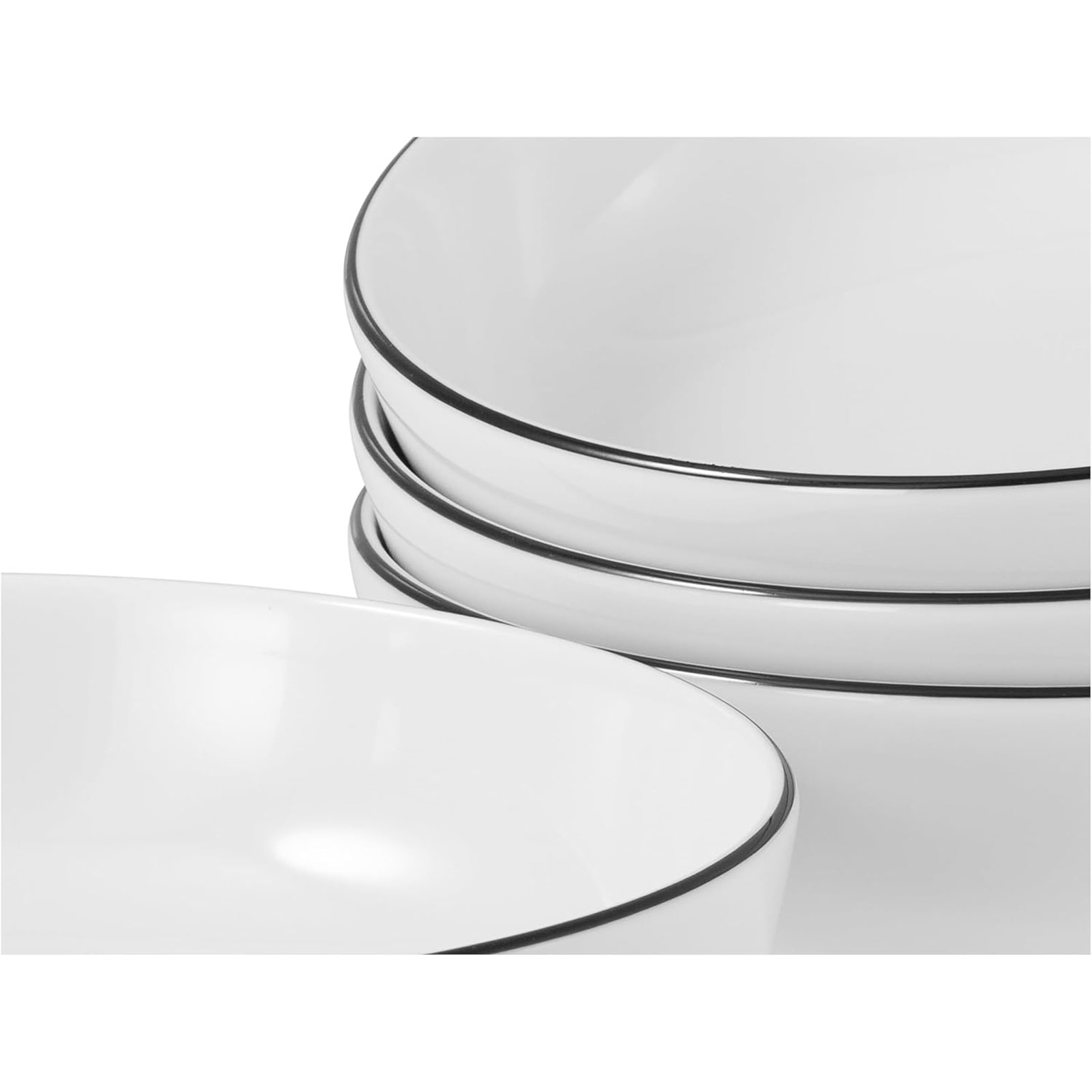 CreaTable, 22557, Serie Allround Black Line, 4-teiliges Geschirrset, Buddha Bowl Set aus Porzellan, spülmaschinen- und mikrowellengeeignet, Made in Europe