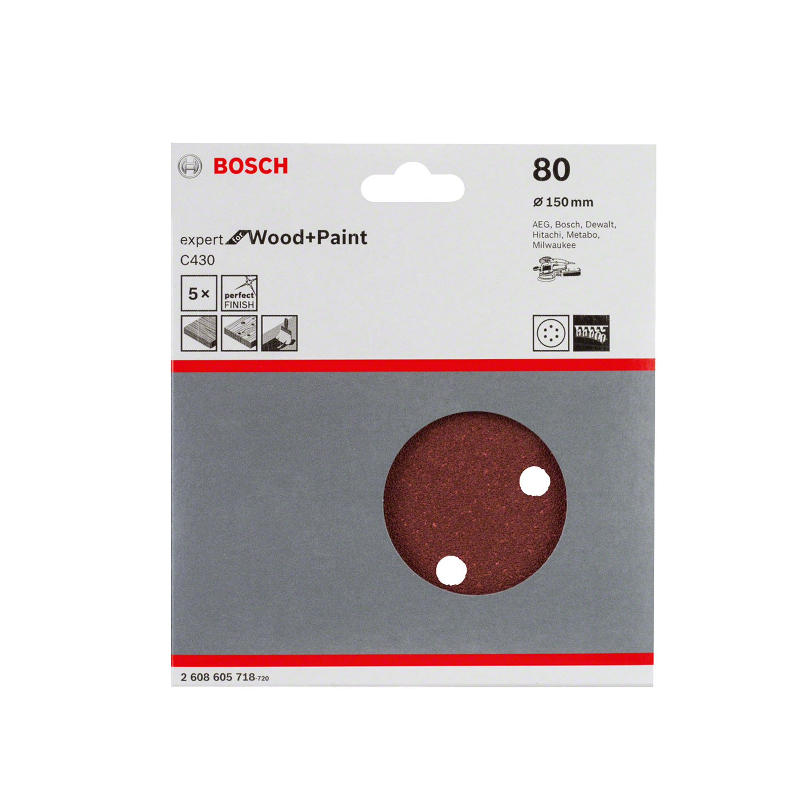 Bosch Professional Schleifblatt EfWP,150mm,K80,5x Schleifblatt