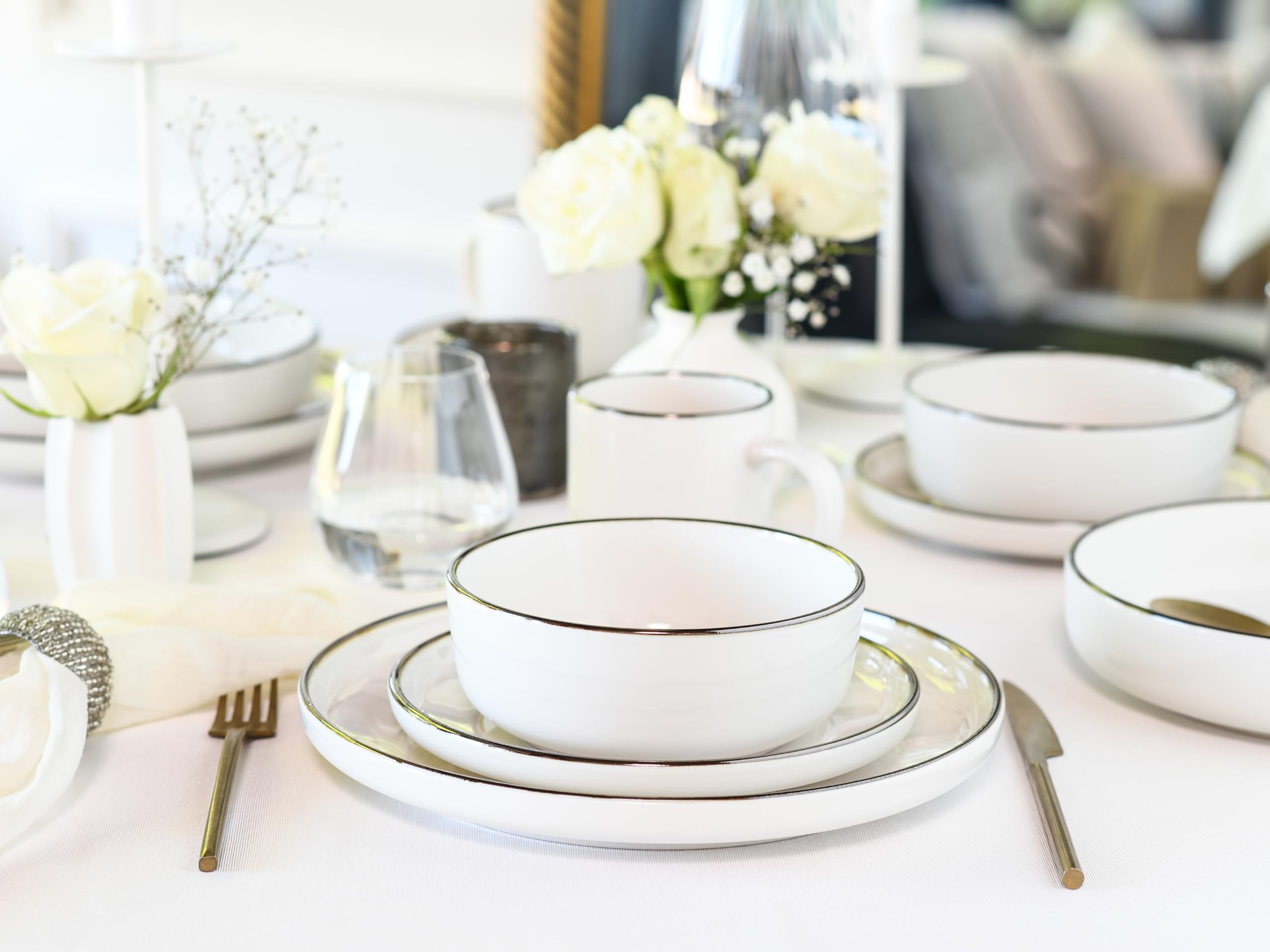 CreaTable 24794 Kombiservice Serie Nordic Festive Creme 30-tlg. 6 Personen