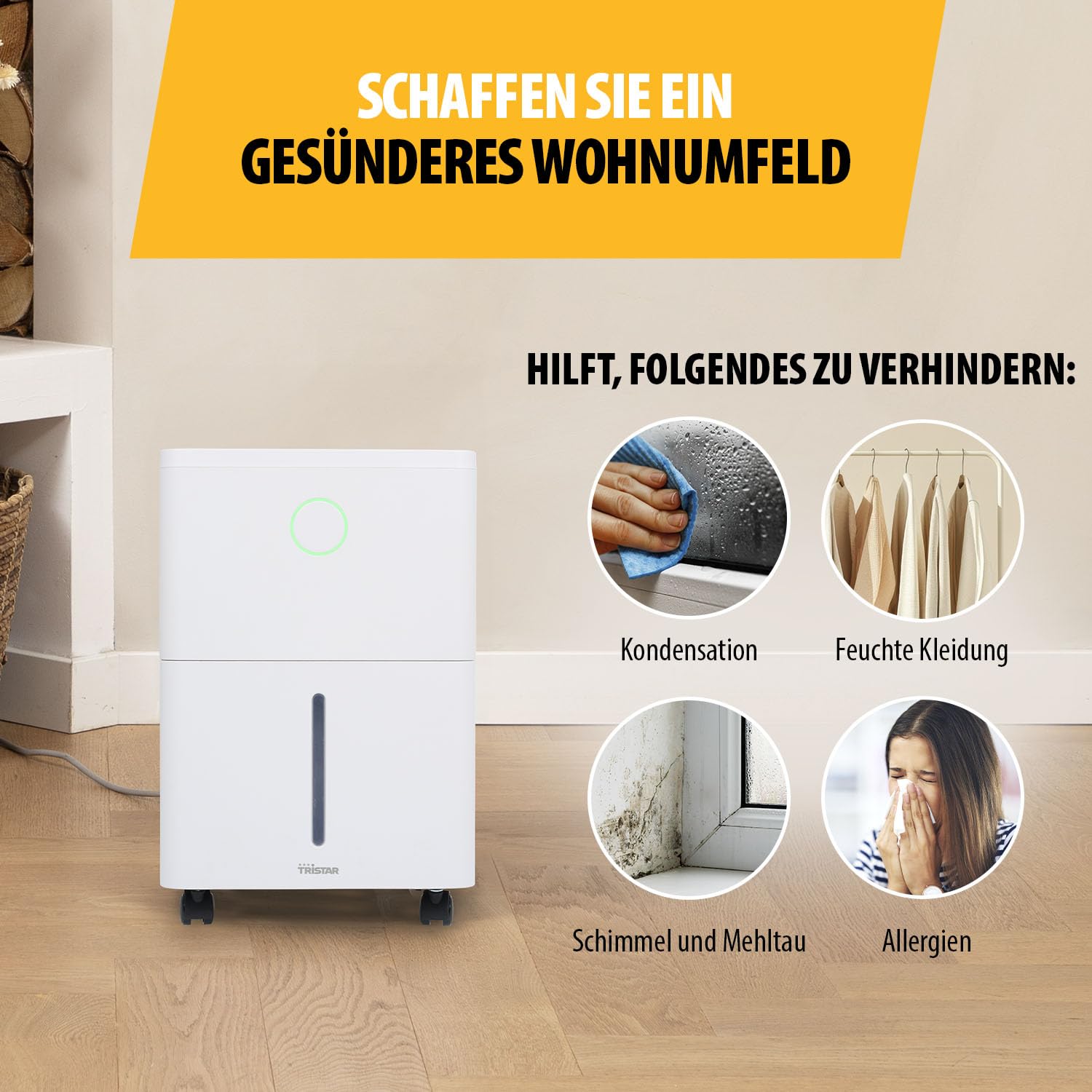 Tristar Luftentfeuchter - 6L pro Tag - Abnehmbarer 1,7L Wassertank