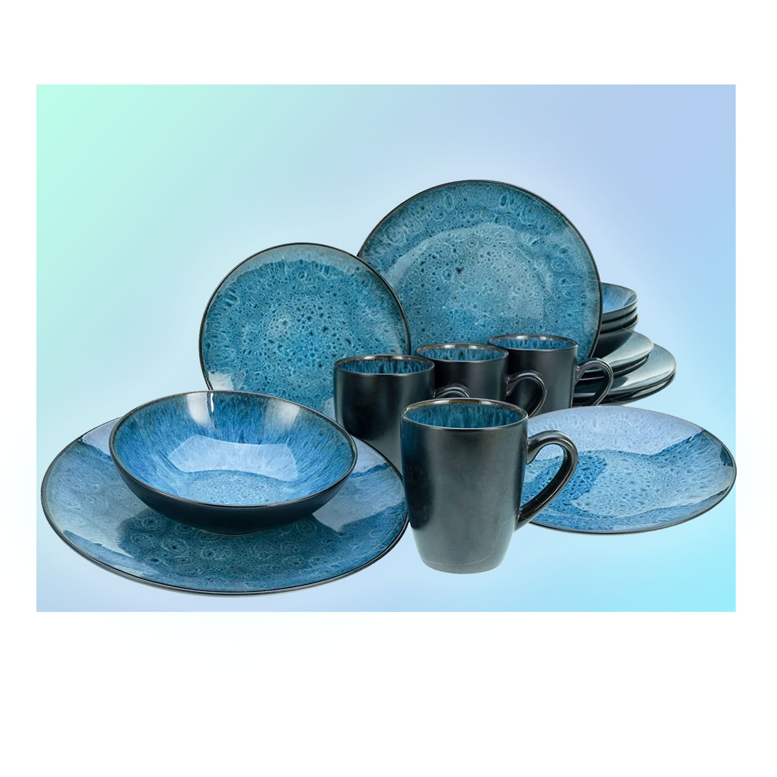 CreaTable, 23630, Serie CAPRI - Reaktivglasur, Geschirrset, Kombiservice 16 teilig