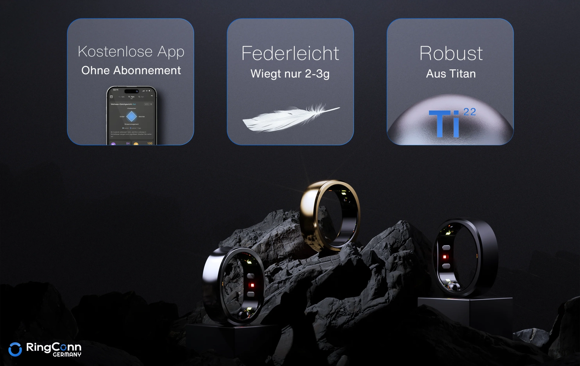 RingConn Smart Ring GEN 2, Future Silver, Gr. 13 Smartring