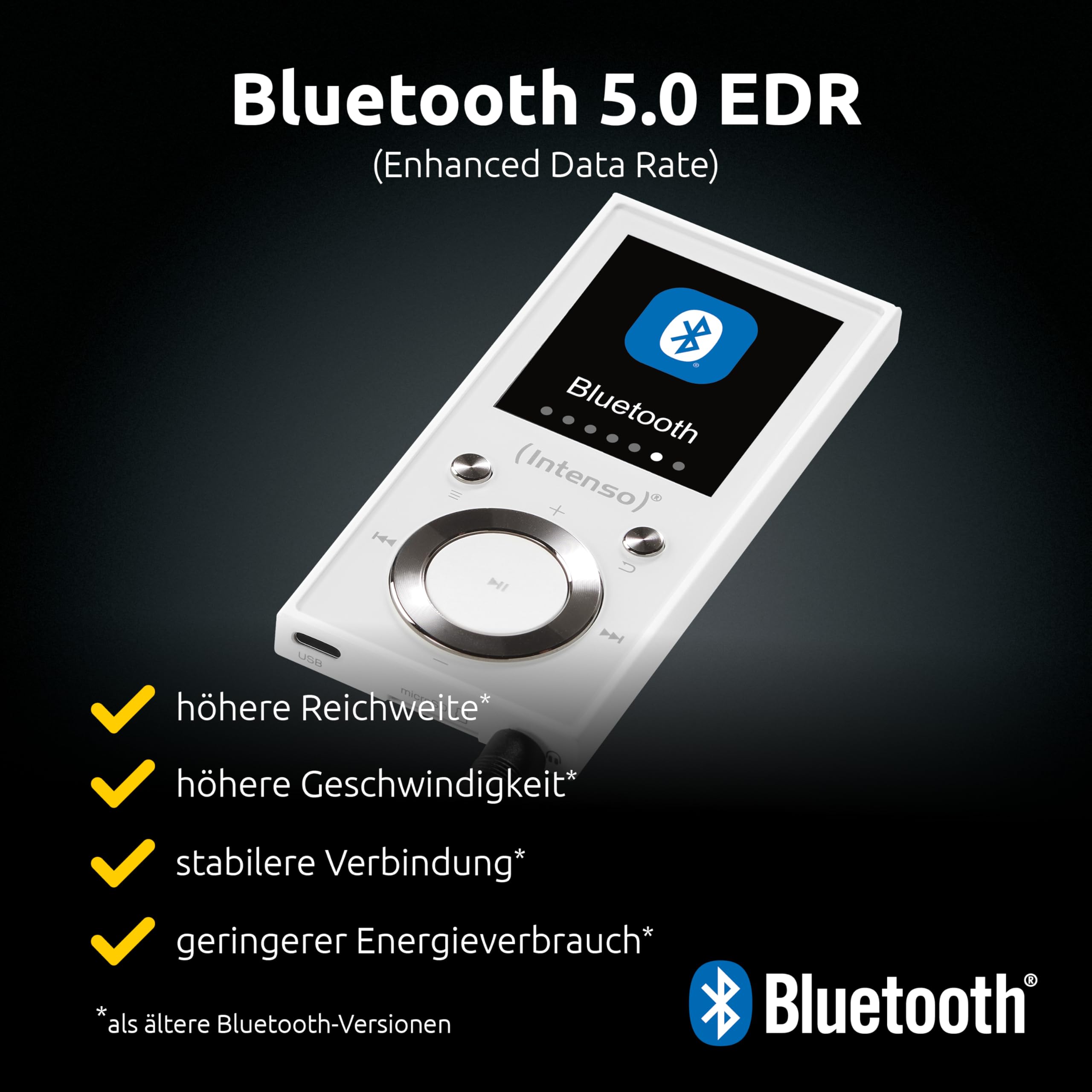 Intenso Video Scooter BT MP3 Player mit Bluetooth 5.0, 1,8 Zoll Farbdisplay