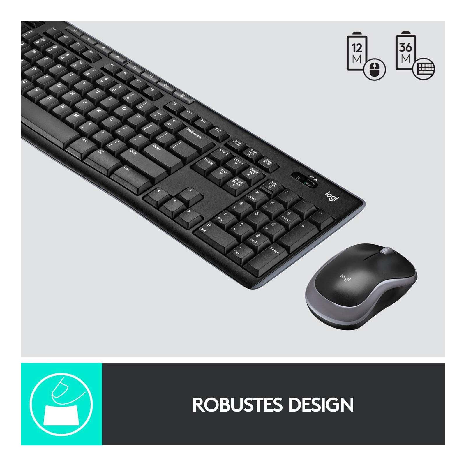 Logitech MK270 Kabelloses Set mit Tastatur und Maus für Windows