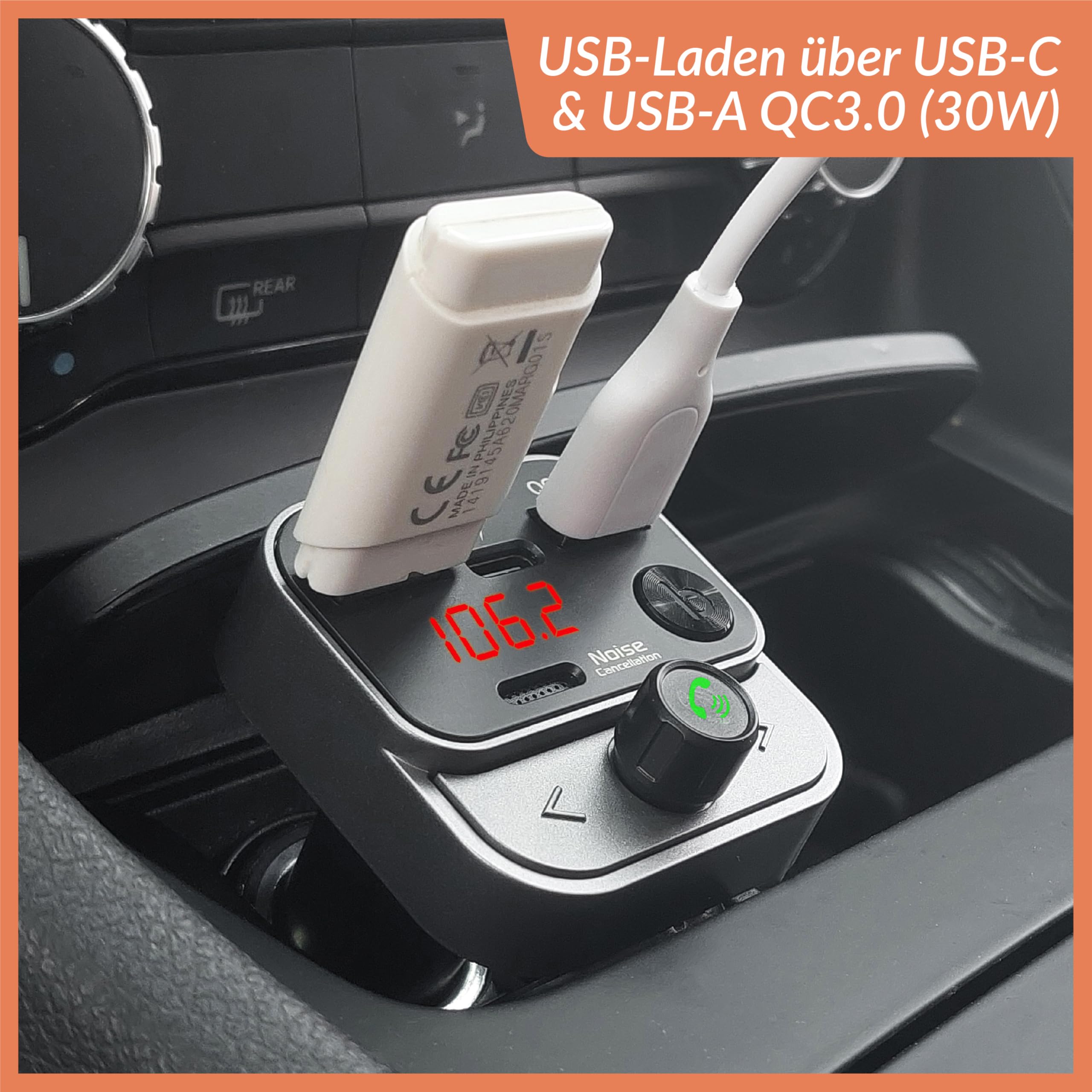TECHNAXX FMT1700BT FM-Transmitter Bluetooth USB Freisprechfunktion