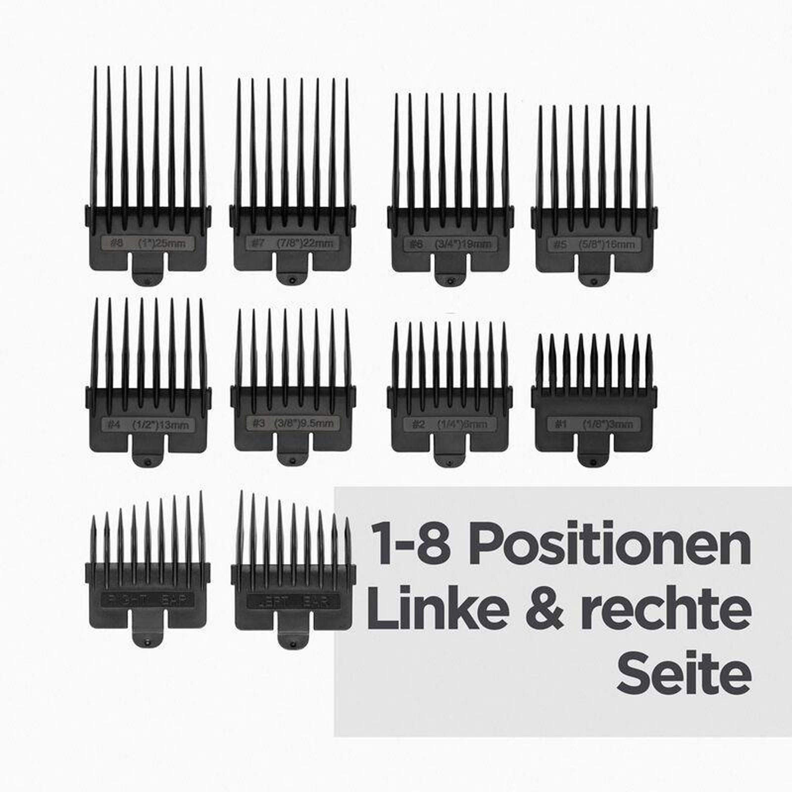 BaByliss E812E Lithium Power Haarschneider (Lithium-Ionen-Akku, kabellose Nutzung, bis zu 3 Stunden Laufzeit, präzise Edelstahlklingen mit 0,5 mm Schnittlänge, Feinstellhebel, 8 Kammaufsätze - Stufen 1-8 (0,8-25 mm), Kammführung für die lin