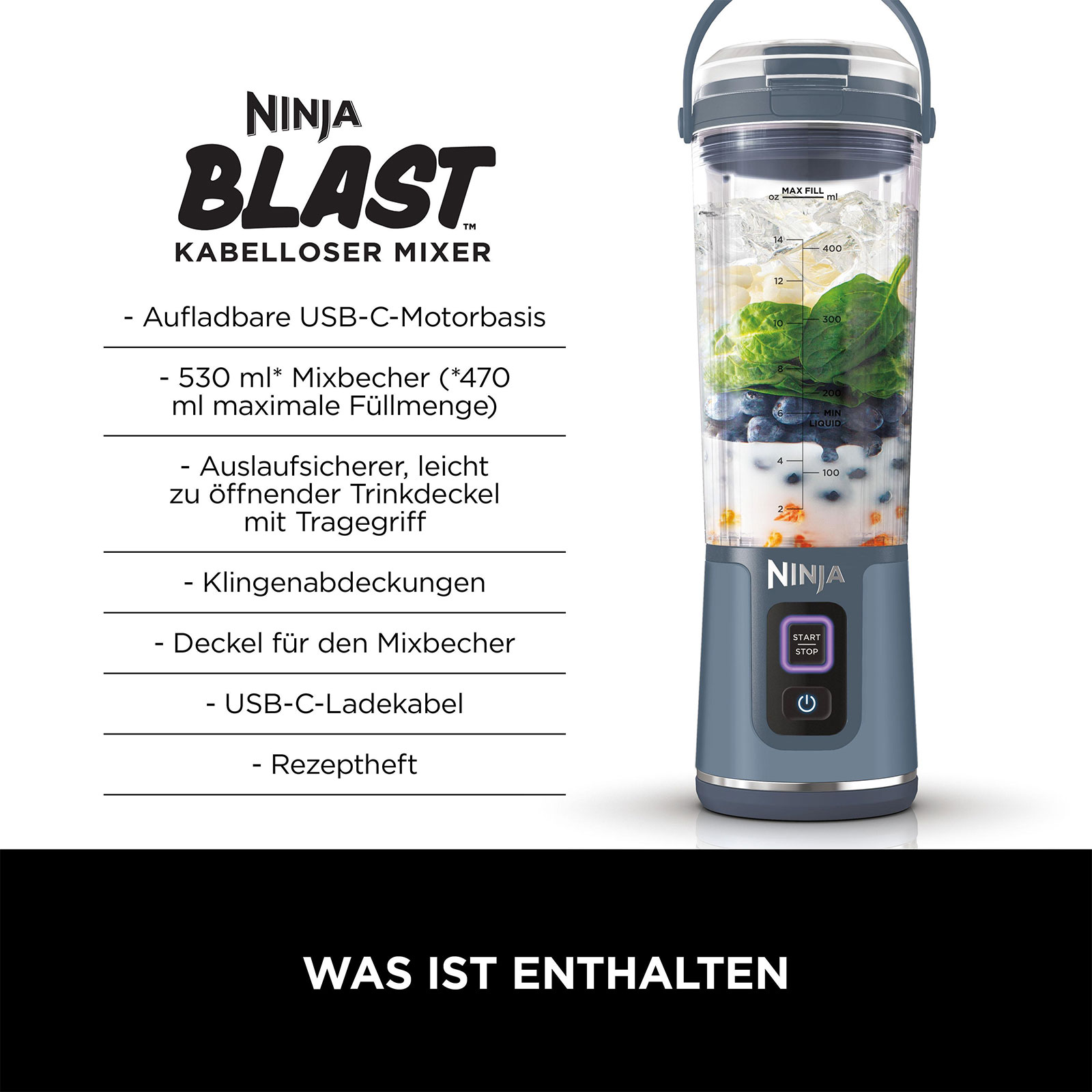 Ninja BC151EUNV Blast blau Standmixer