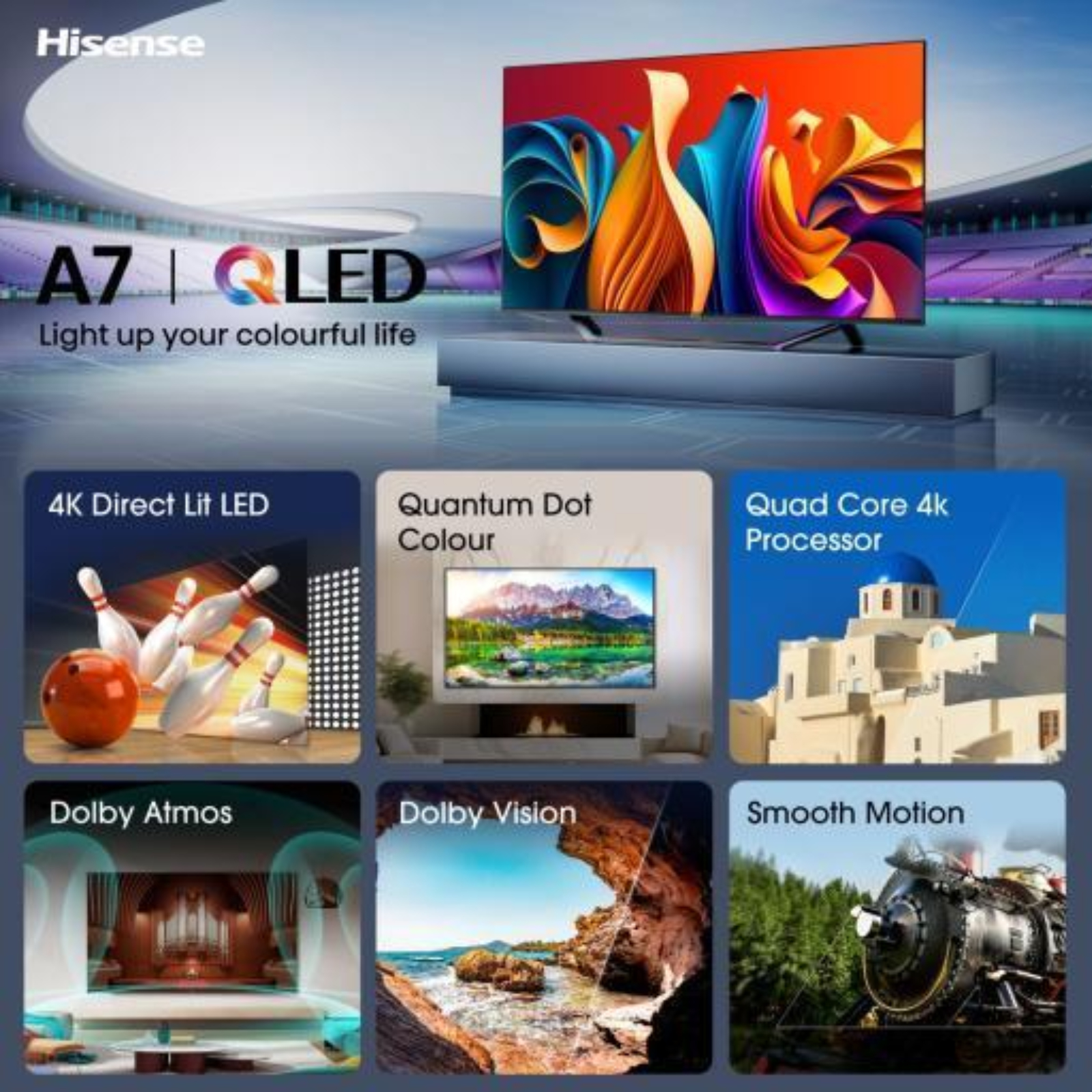 HISENSE 65A79NQ LED TV (65 Zoll (164 cm), 4K UHD, HDR, Smart TV, Sprachsteuerung