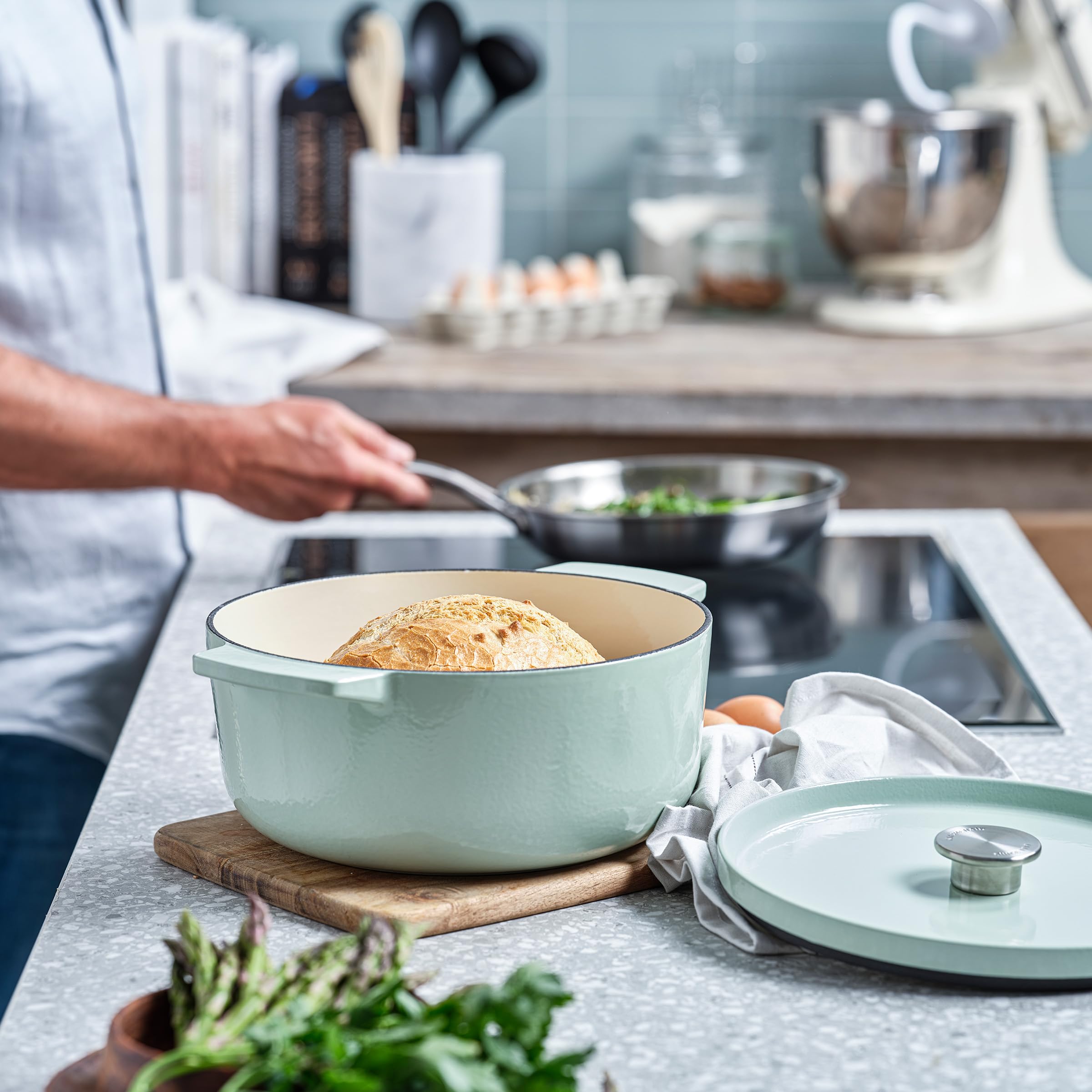 KitchenAid CC007434-001 Bräter mit Deckel - Rund - 5.2L 26cm Hellgrün