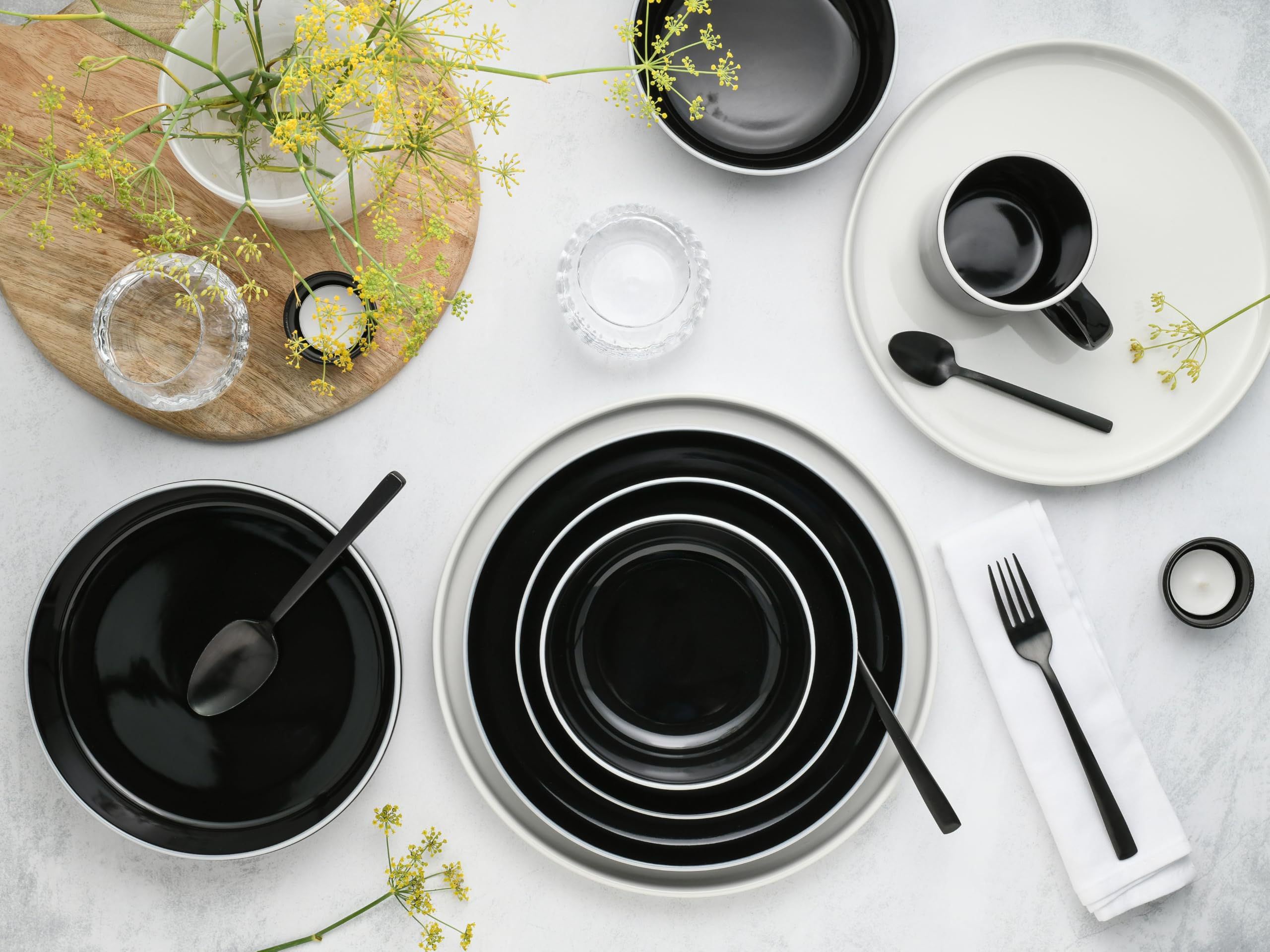 CreaTable 24802 Kombiservice Serie Nordic Gourmet Schwarz 10-tlg. 2 Personen