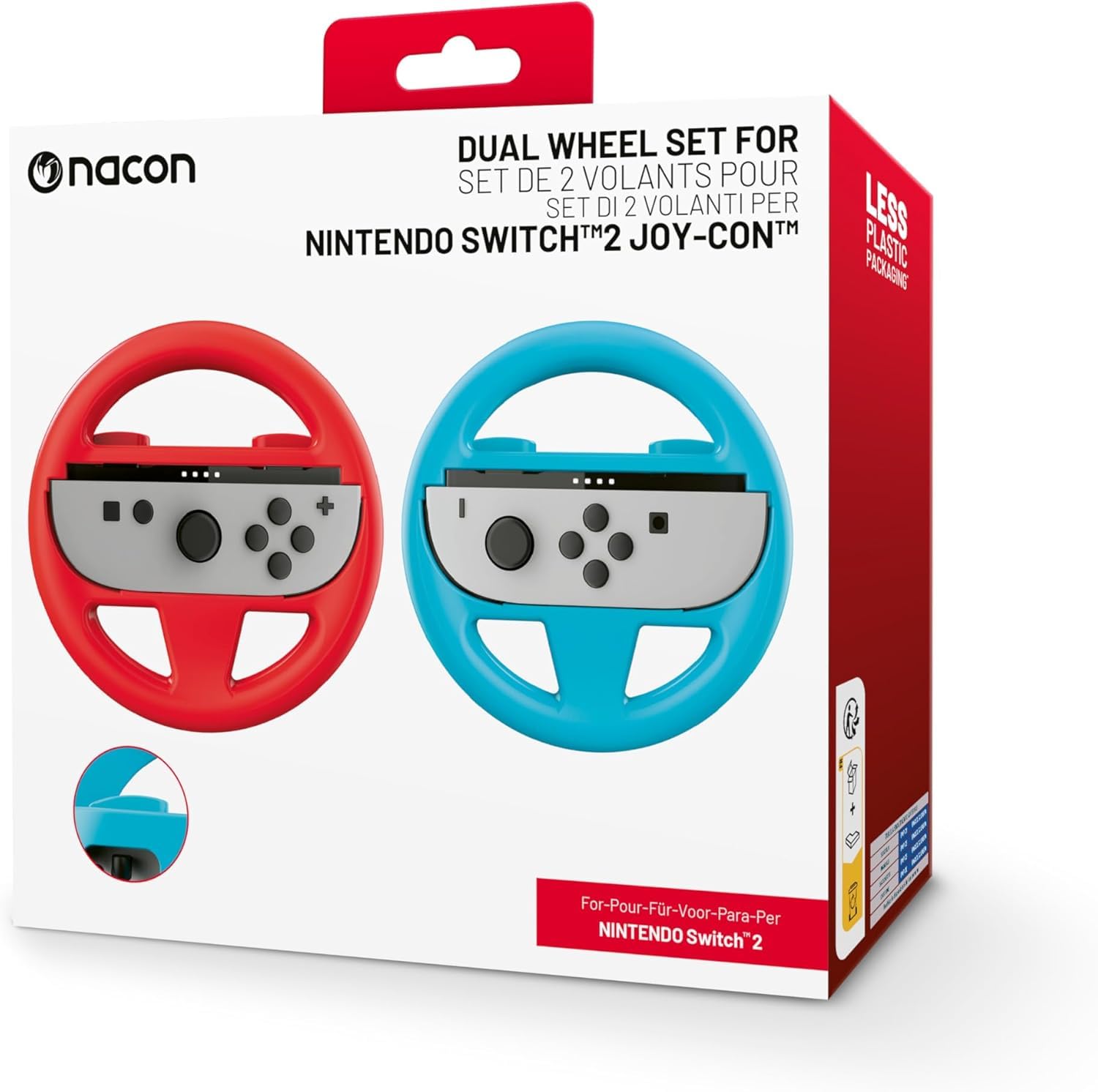 NNacon 2er-Set Lenkräder für Joycon für Switch 2 | 1 blau und 1 rot