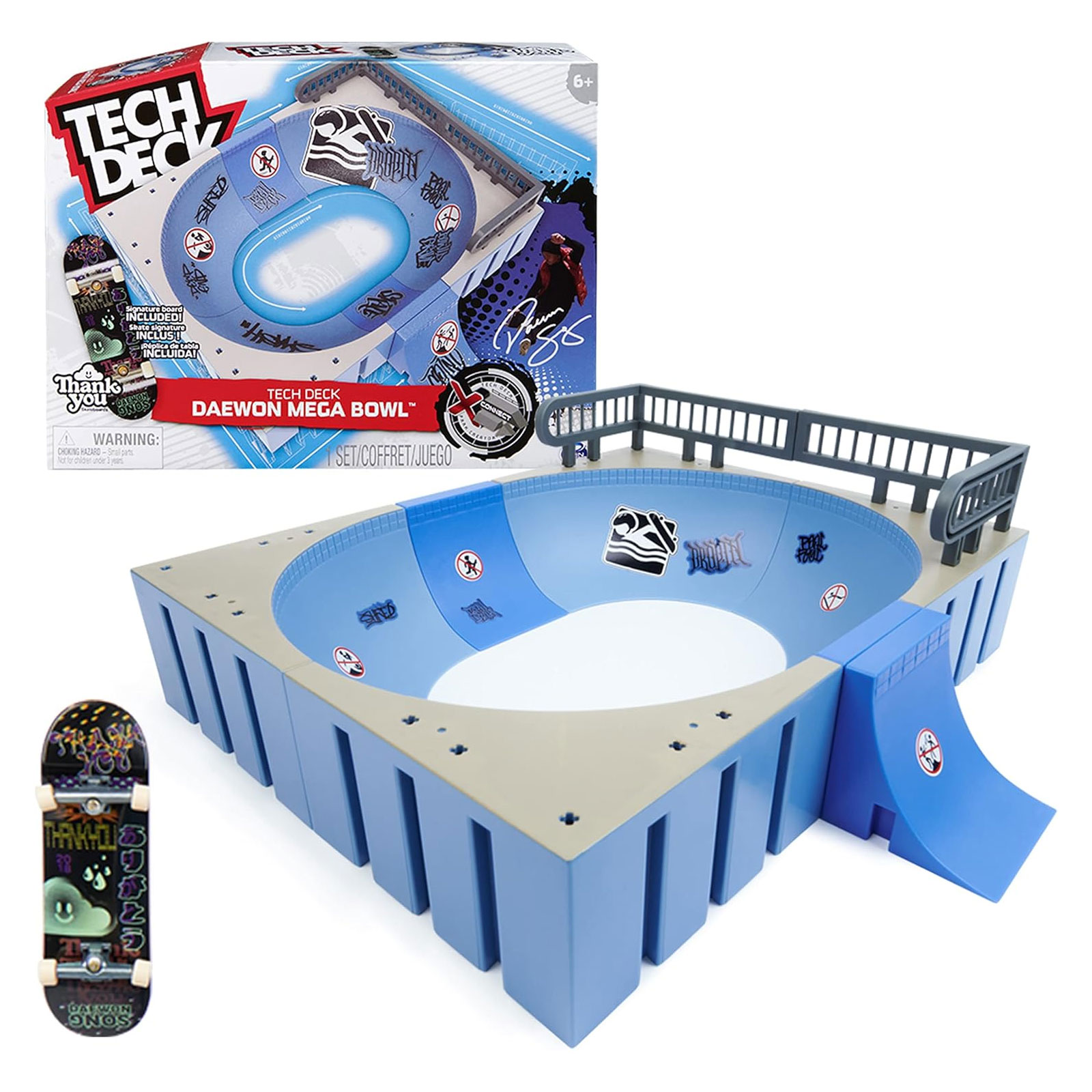 Tech Deck - Mega Bowl, Finger-Skateboard-Rampe mit original Fingerboard