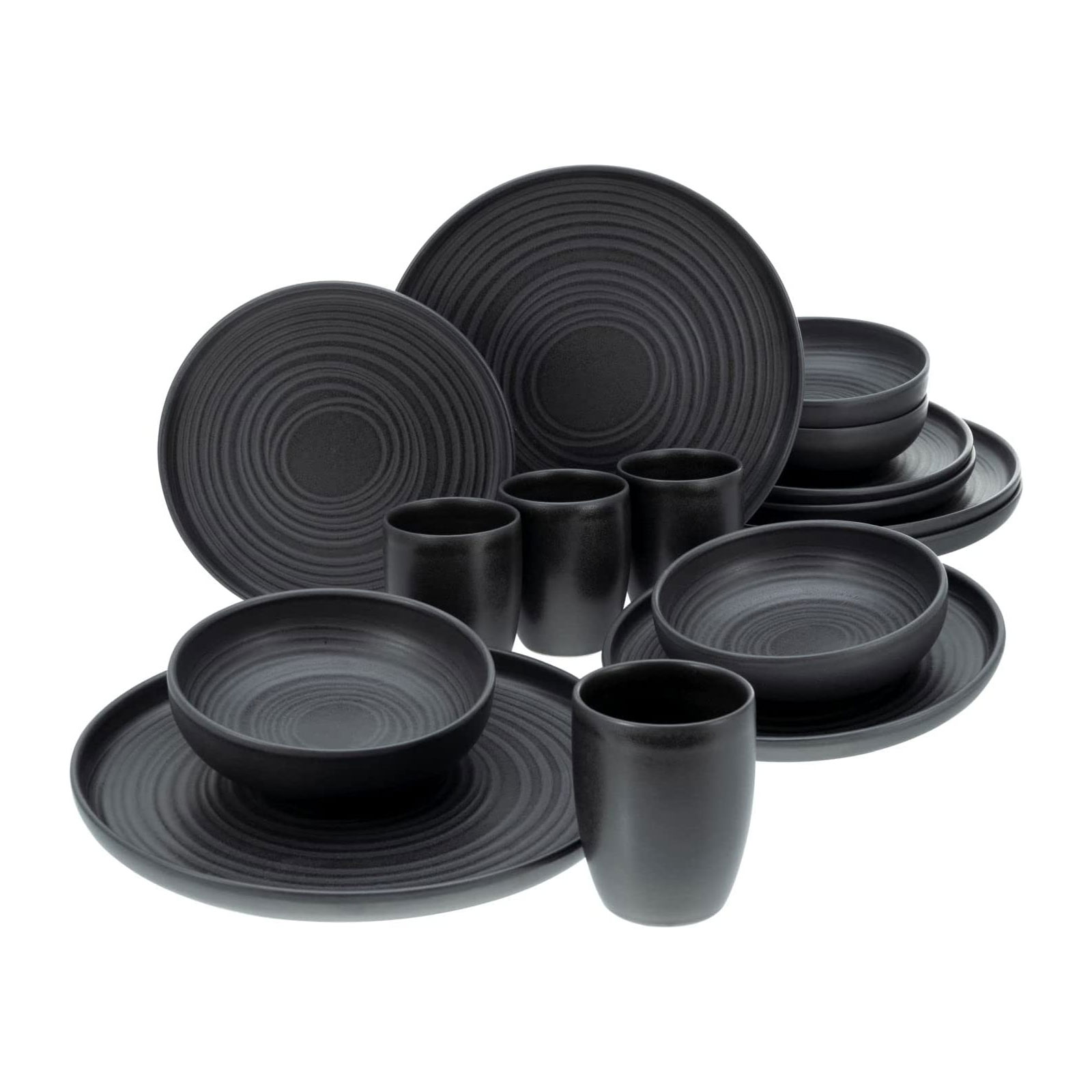 CreaTable, 23860, Serie Uno Black Lava Stone, Kombiservice 16 teilig