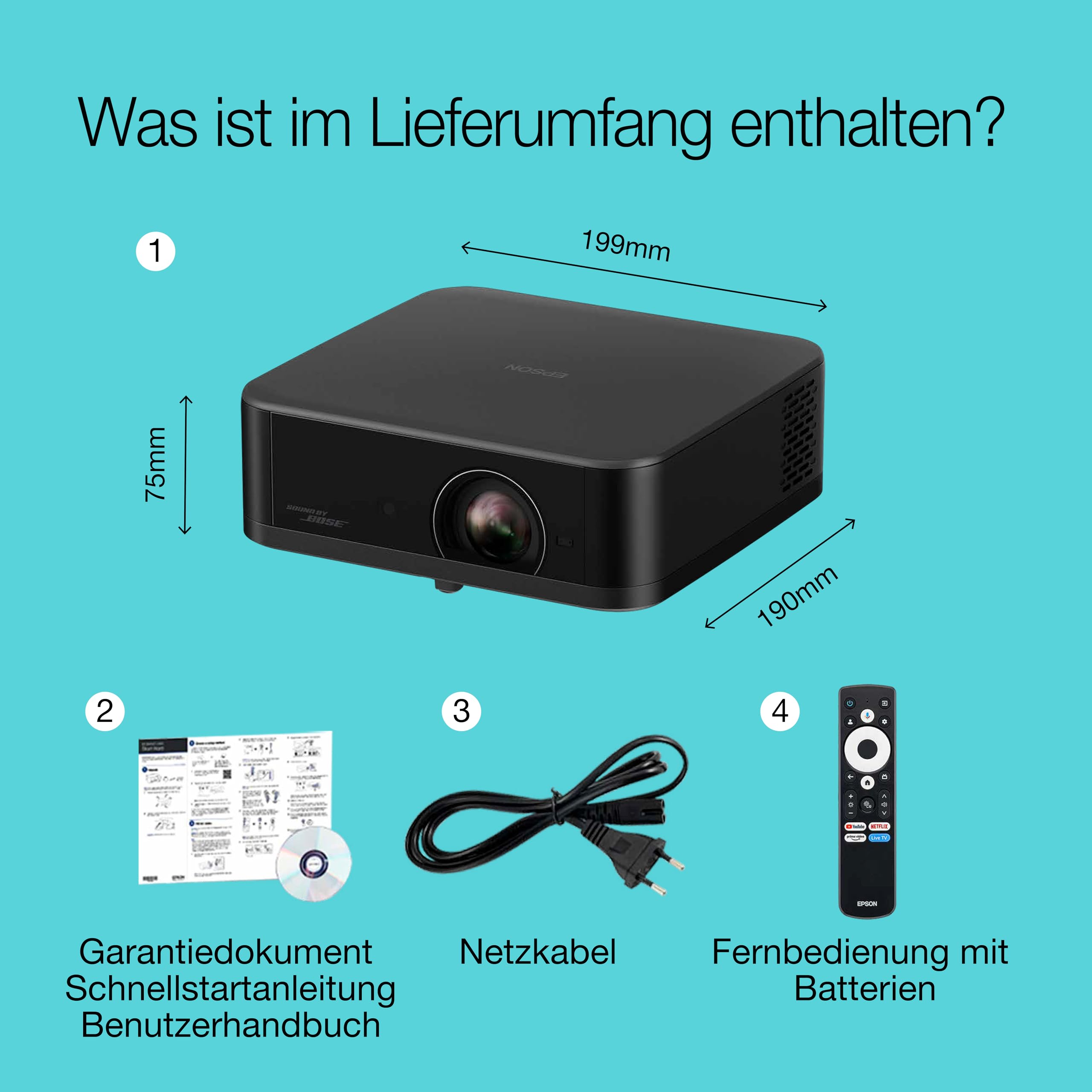 Epson Lifestudio Pop EF-62B Metallic-Schwarz tragbarer Smart-Projektor