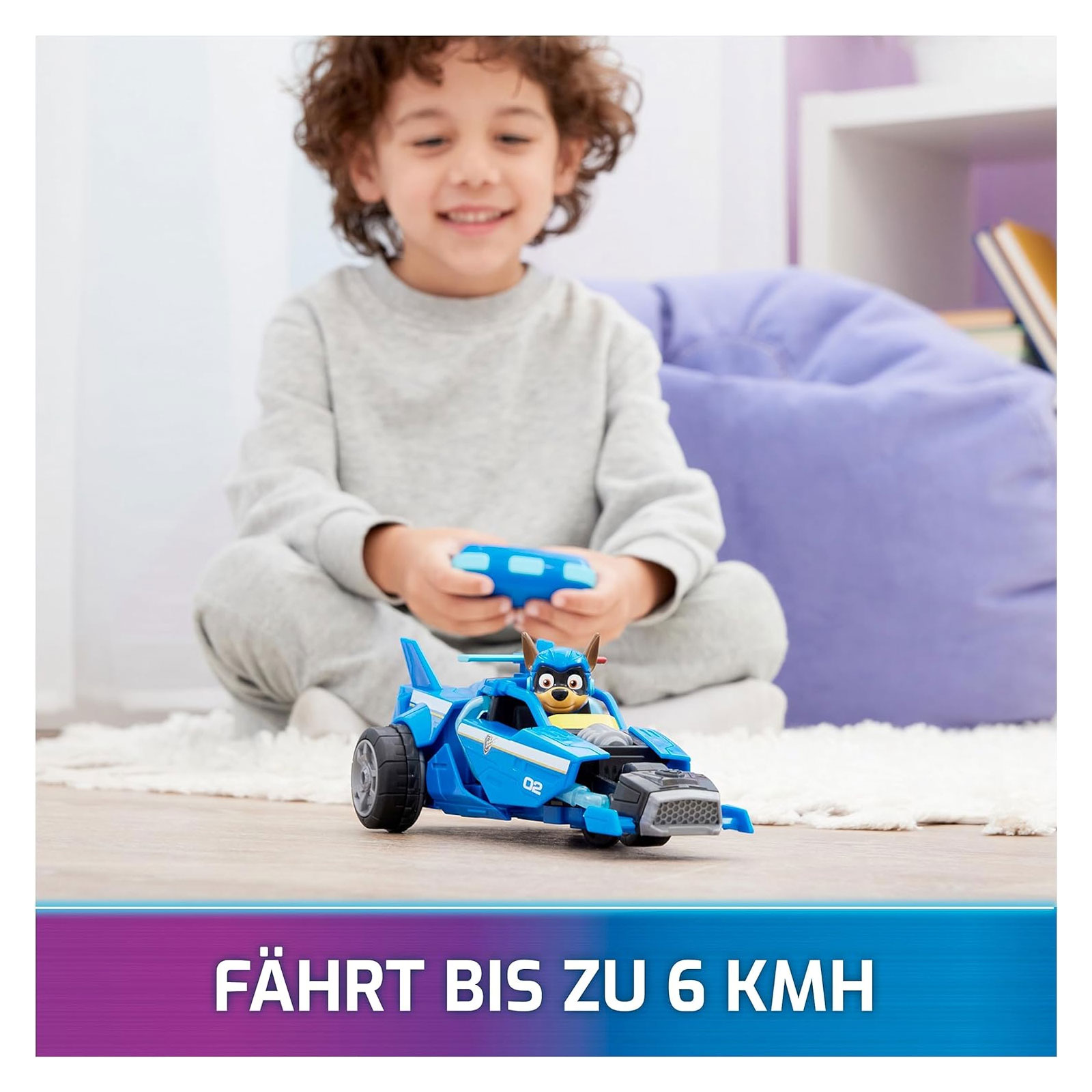 Paw Patrol Der Mighty Kinofilm, RC Polizeiauto mit Chase im Fahrersitz ferngesteuertes Auto