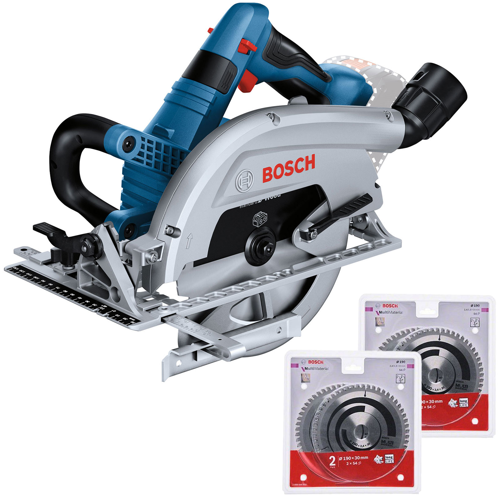 Bosch Professional BITURBO Akku-Kreissäge GKS 18V-70 L inklusive Bosch Kreissägeblatt MM D 190x30-54T 2 Stück