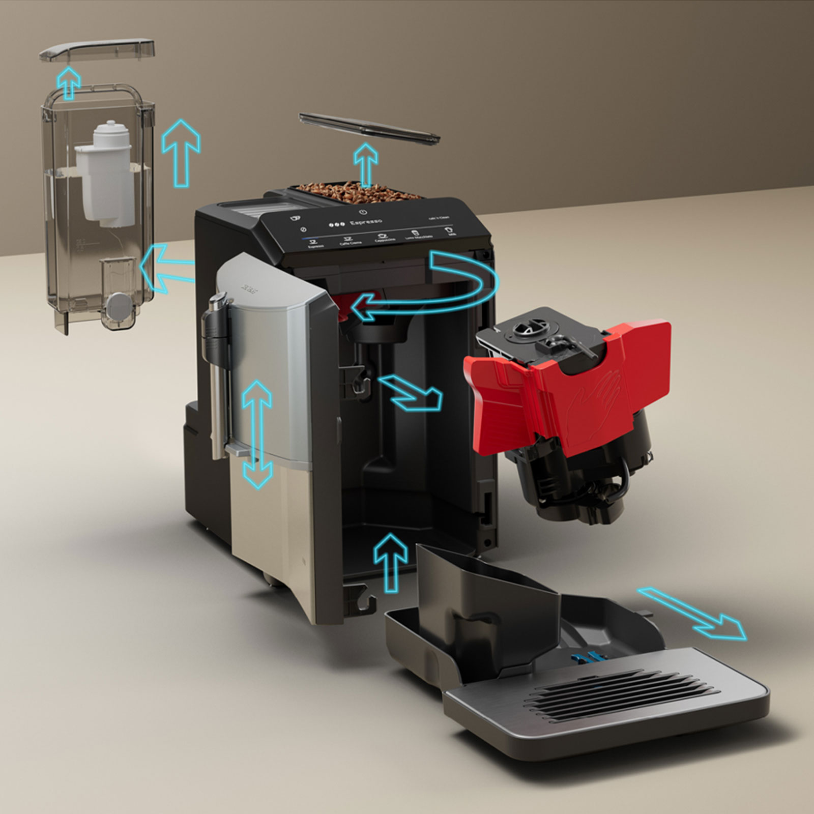 Siemens TF303E07 Kaffeevollautomat EQ.300 inox silber metallic Siemens TF303E07 Kaffeevollautomat EQ.300 inox silber metallic