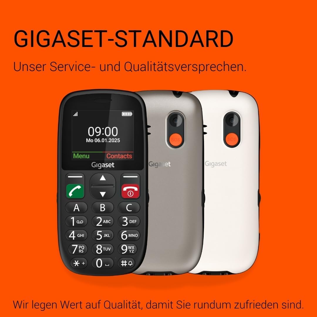Gigaset GL395 Mobiltelefon einfache Bedienung für Senioren, große Tasten & SOS-Notruftaste Staub- & spritzwassergeschützt